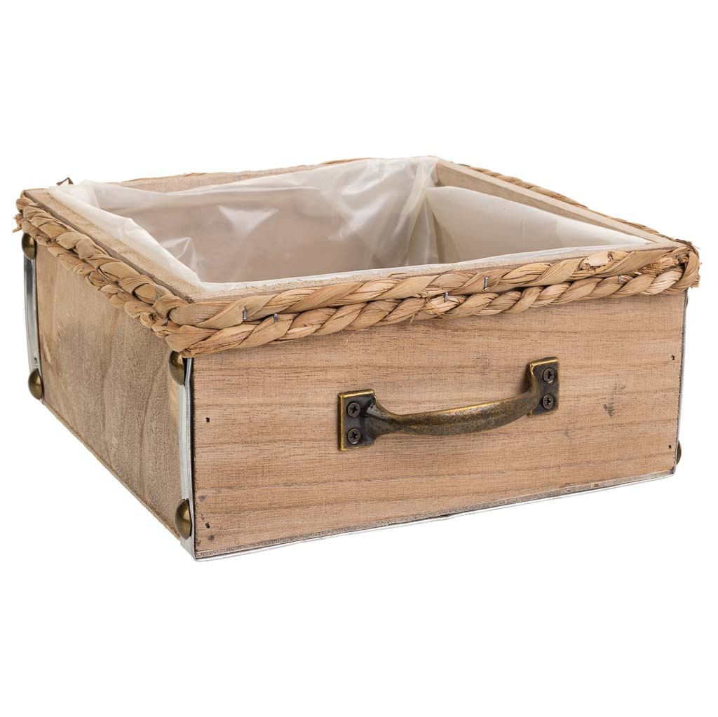 Wonderlust Deco - Cajón de madera marrón 23,5x23,5x10,5 Marrón 23,5x23,5x10,5h cm