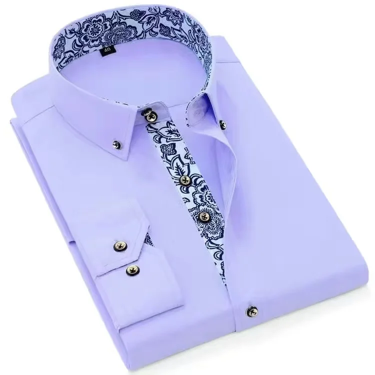 TK Camisa Larga De Manga Para Hombres Clásica Con Cierre Para Actividades De Negocios Ajuste Regular Blanco Talla Grande 5XL