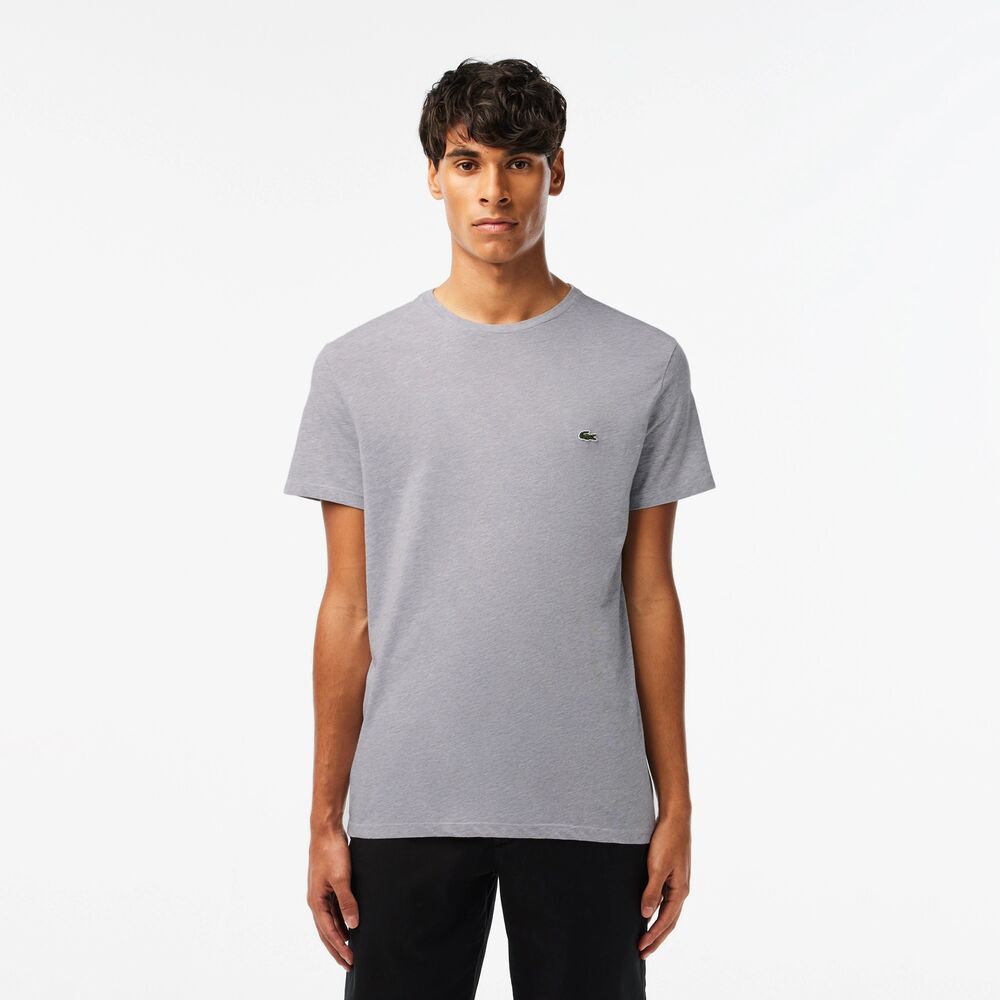 Camiseta Gris Lacoste Pima con Cuello Redondo