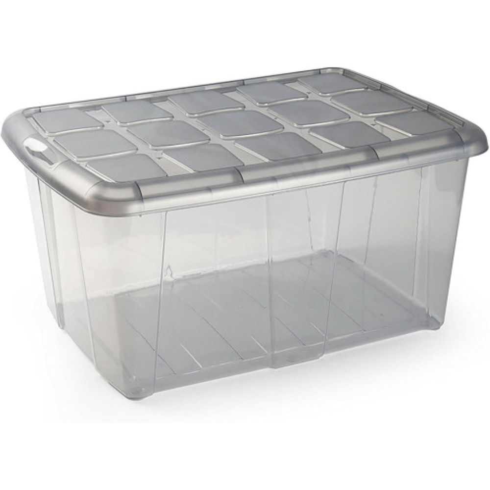 Caja de almacenamiento, pongo todo ropa, Hogar, 60L litros organizador Impermeable (Gris Translúcido) COSHANO