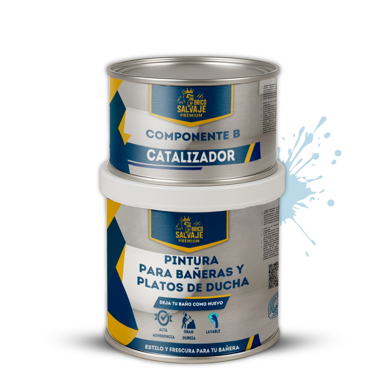 Pintura para Bañeras y Platos de Ducha MATE, 600+150 ML, Fácil Aplicación, Dos componentes, Fácil Aplicación