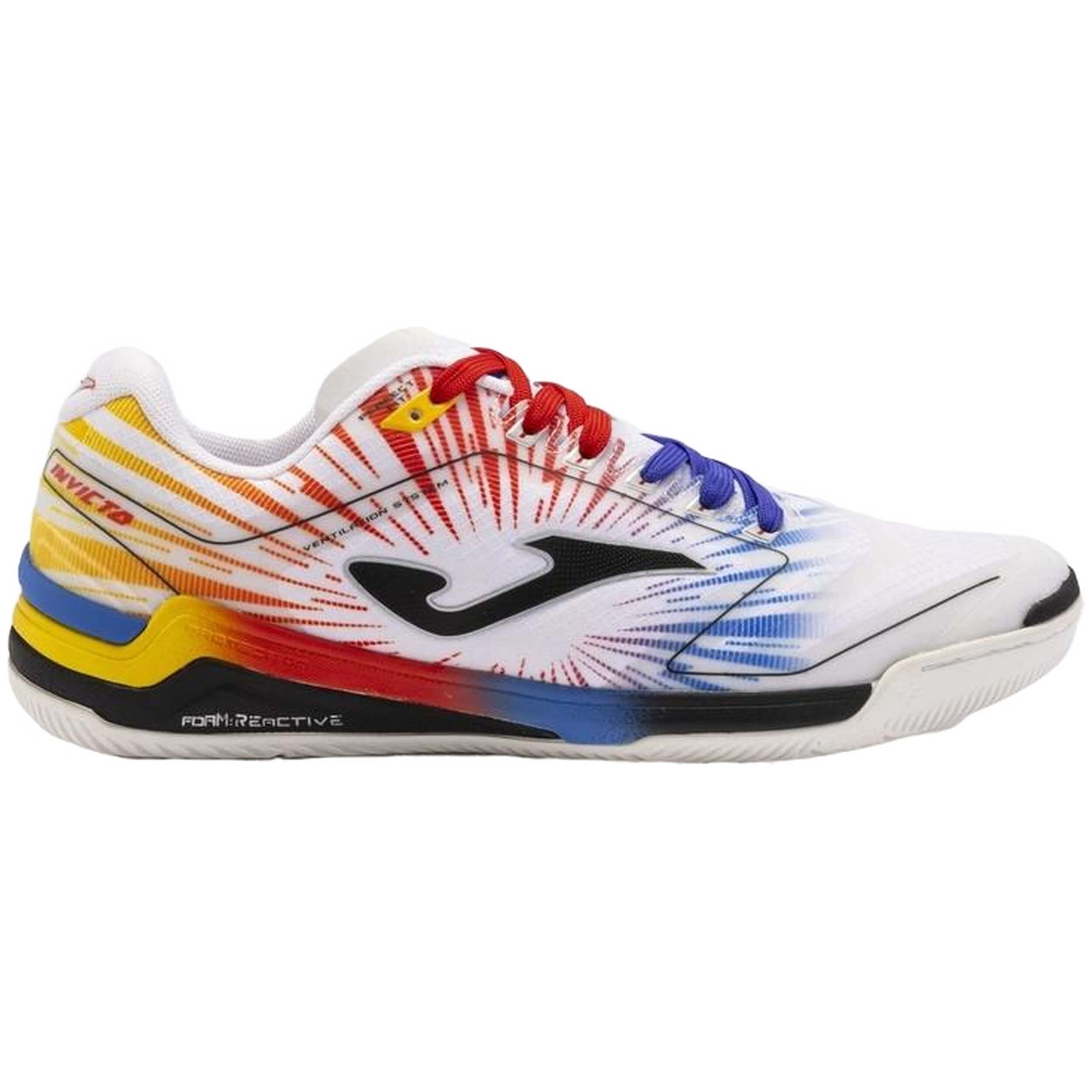 Botas Joma modelo Invicto Men 2476 Blanco Rojo Indoor