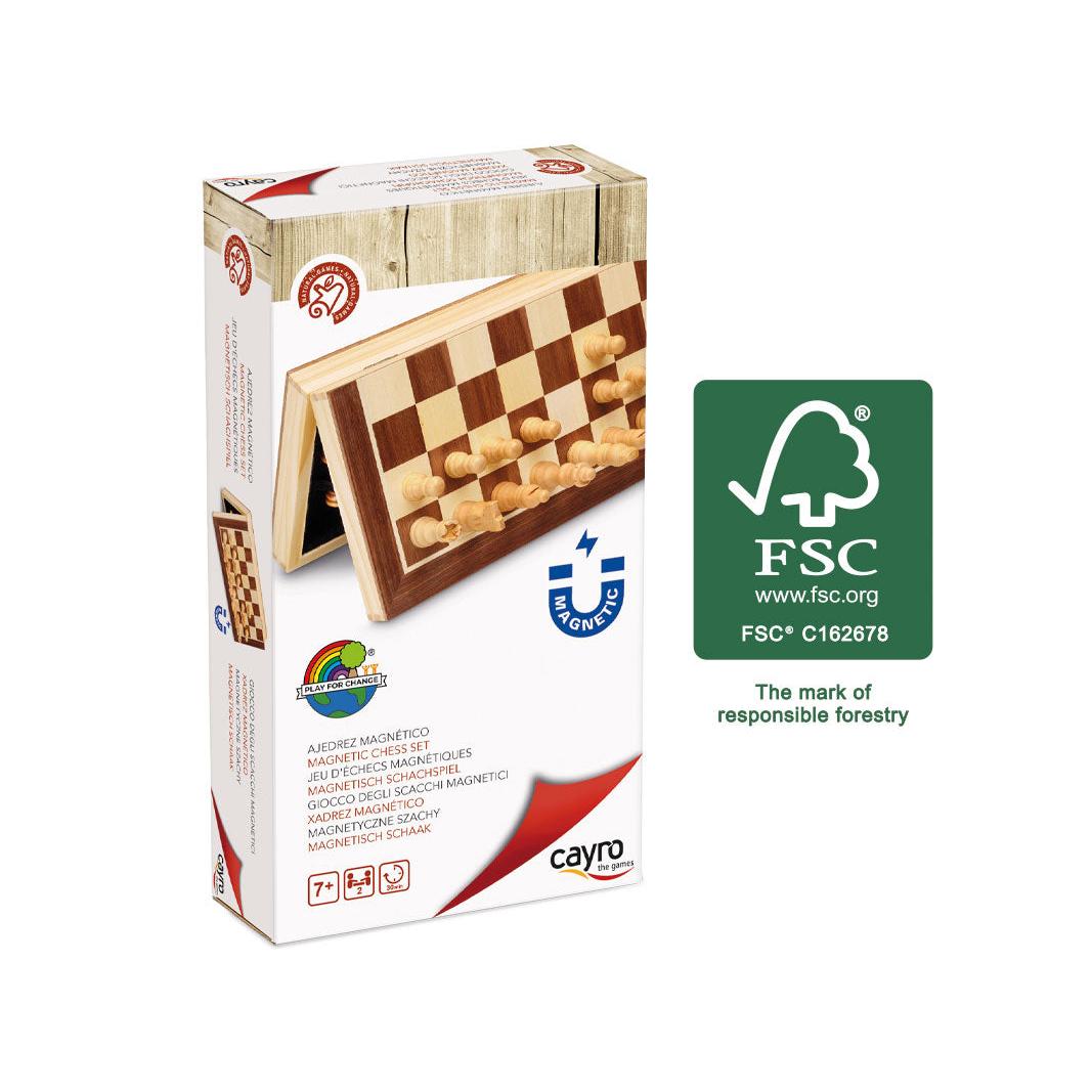 Cayro Magnetic Chess Eco-Friendly 100% FSC - Premium Spanish Board Game for 2-6 Players, Ideal for Family Fun, Ages 6+, Includes High-Quality Components, 60-Minute Gameplay