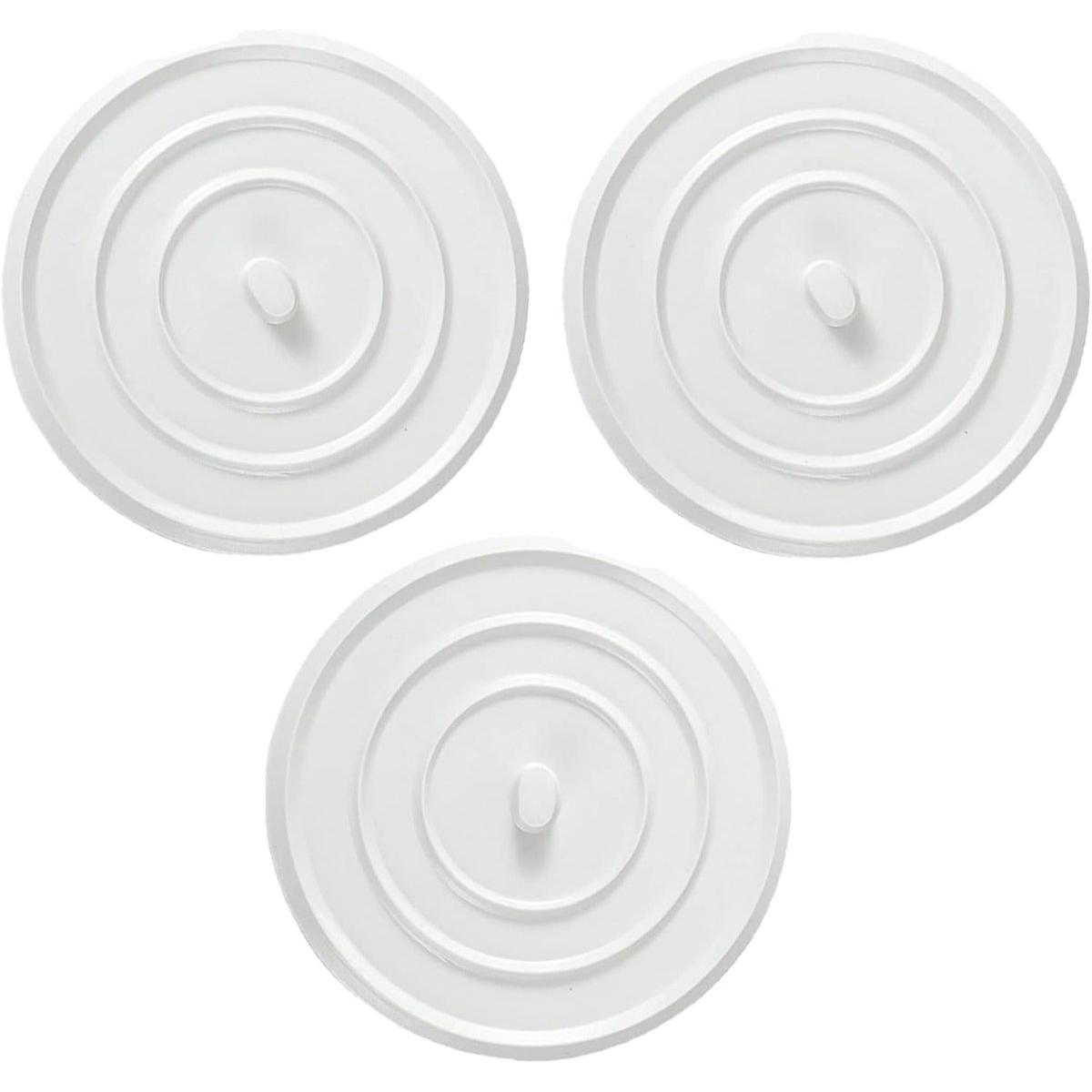 Tapón para bañera - 3 piezas - Tapón de desagüe - Tapón para lavabo - Goma - Tapón universal para lavabo - Tapón universal para bañera - Piezas de montaje para bañera - Para bañera, cocina, baño - 11 cm - Blanco