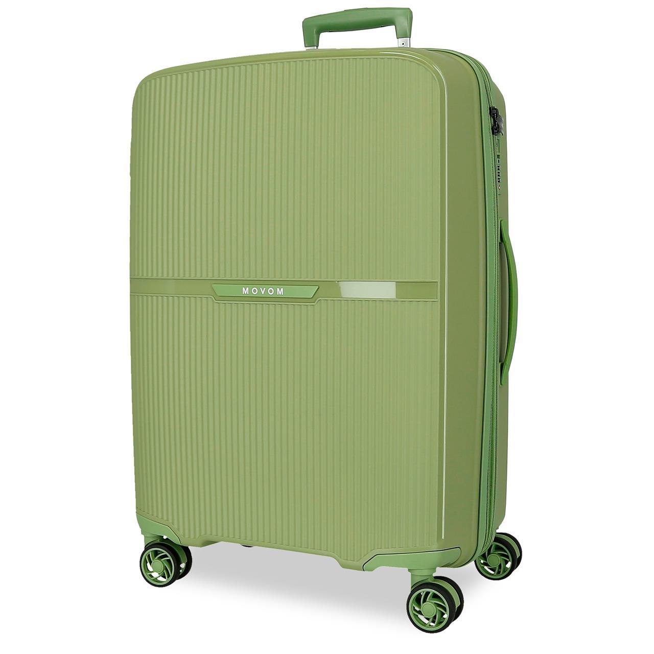 Maleta Grande Movom Moon de Polipropileno, 51x76x32,5 cm, 127,91L, Expandible, 4 Ruedas Dobles y Cierre TSA