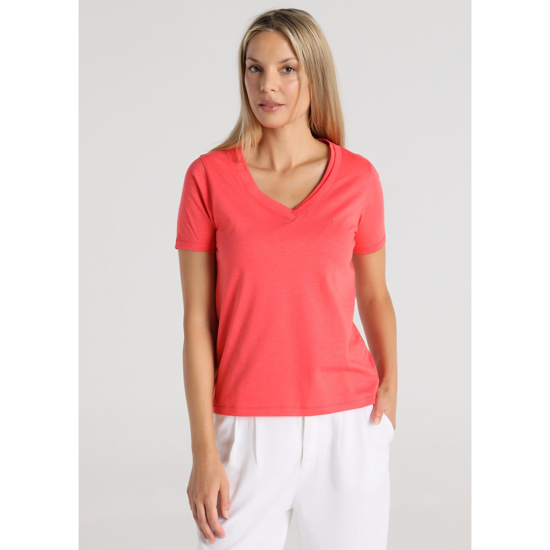 LOIS JEANS - Camiseta Doble Cuello Roja