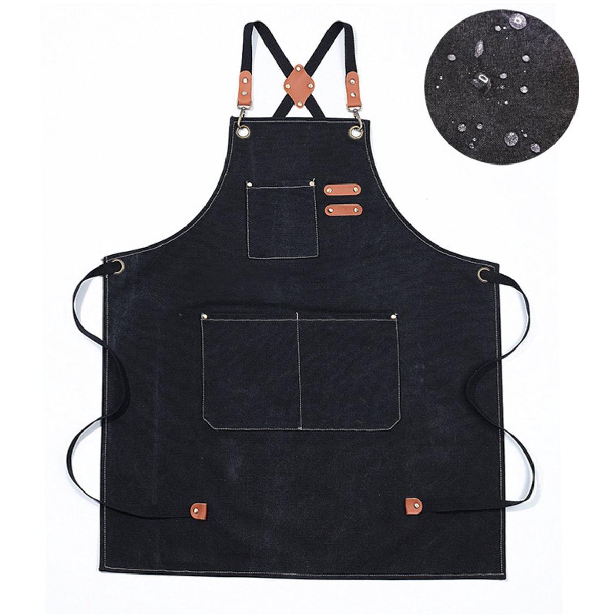 1 stuks professionele keukenschort voor mannen en vrouwen - waterdicht 3 zakken verstelbare bandjes voor restaurant, schilderen, tuin, barbecue, zwart