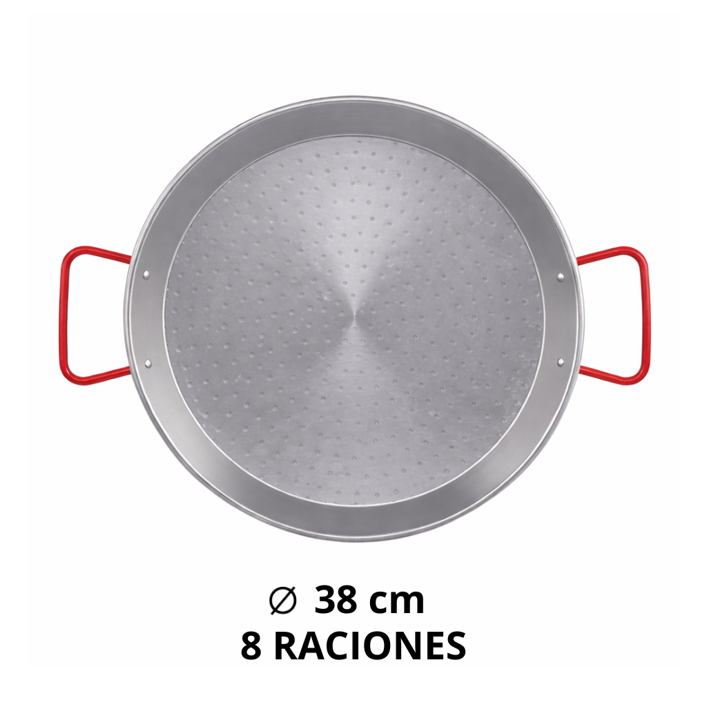 Garcima - Sartén para paella de acero laminado en frío, paellera valenciana apta para fuego de leña y gas, fabricada en España paellera valenciana de acero pulido – paella tradicional fabricada en españa – apta para gas, leña y paellero – varios tamaños h