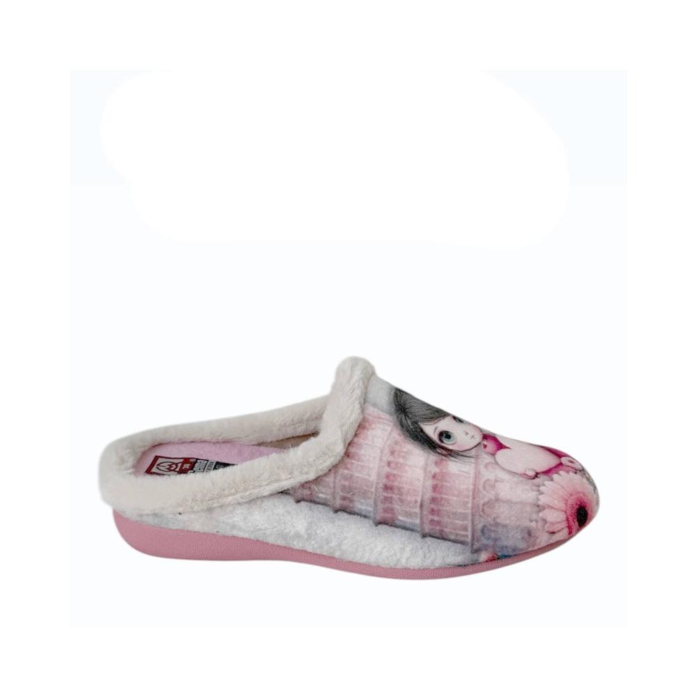 Gema García - Zapatillas de casa niña modelo 11806 con diseño de corazón, cómodas y cálidas fabricadas en España