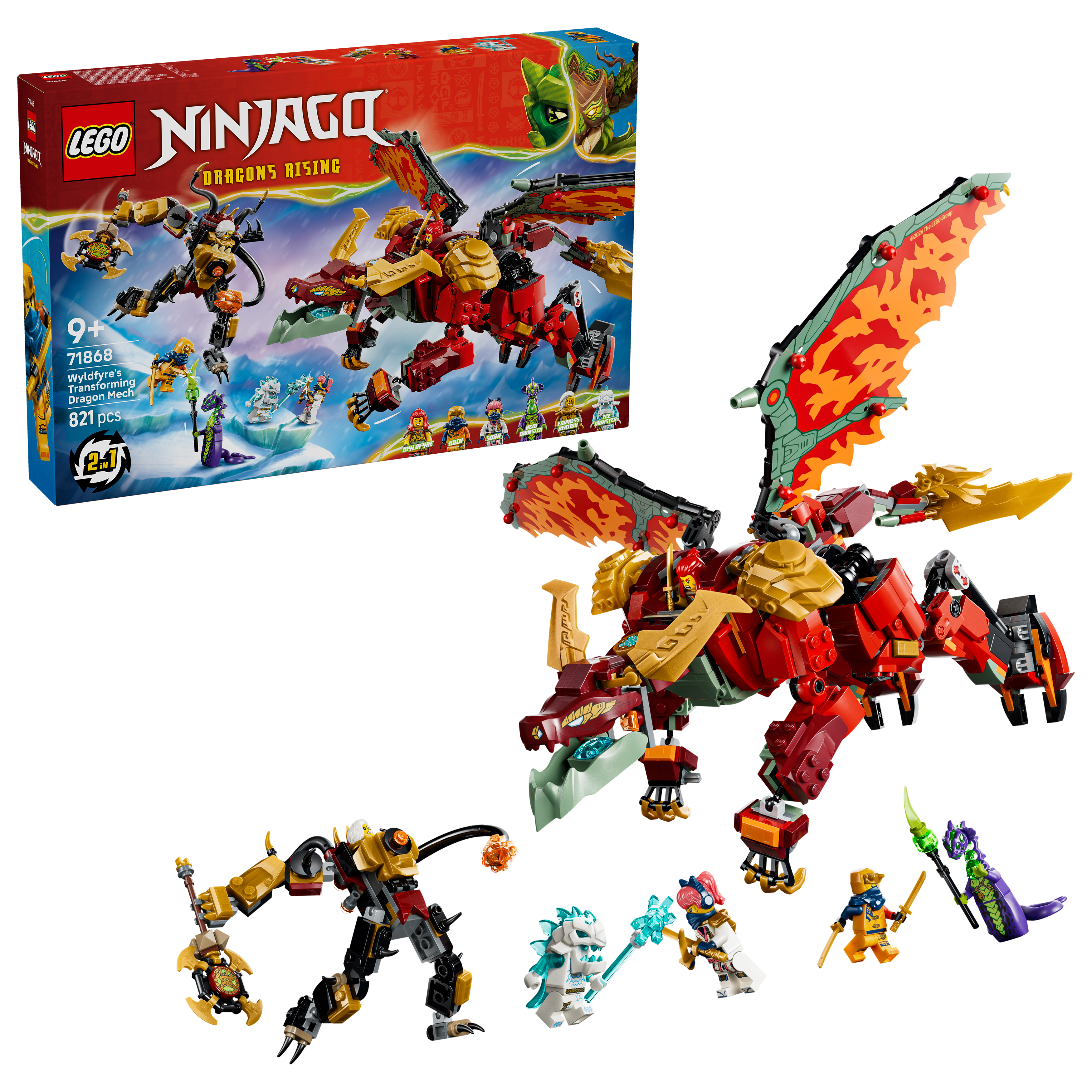 LEGO® 71868 NINJAGO Meca Dragón Transformable de Wyldfyre de Juguete - Figuras de Acción
