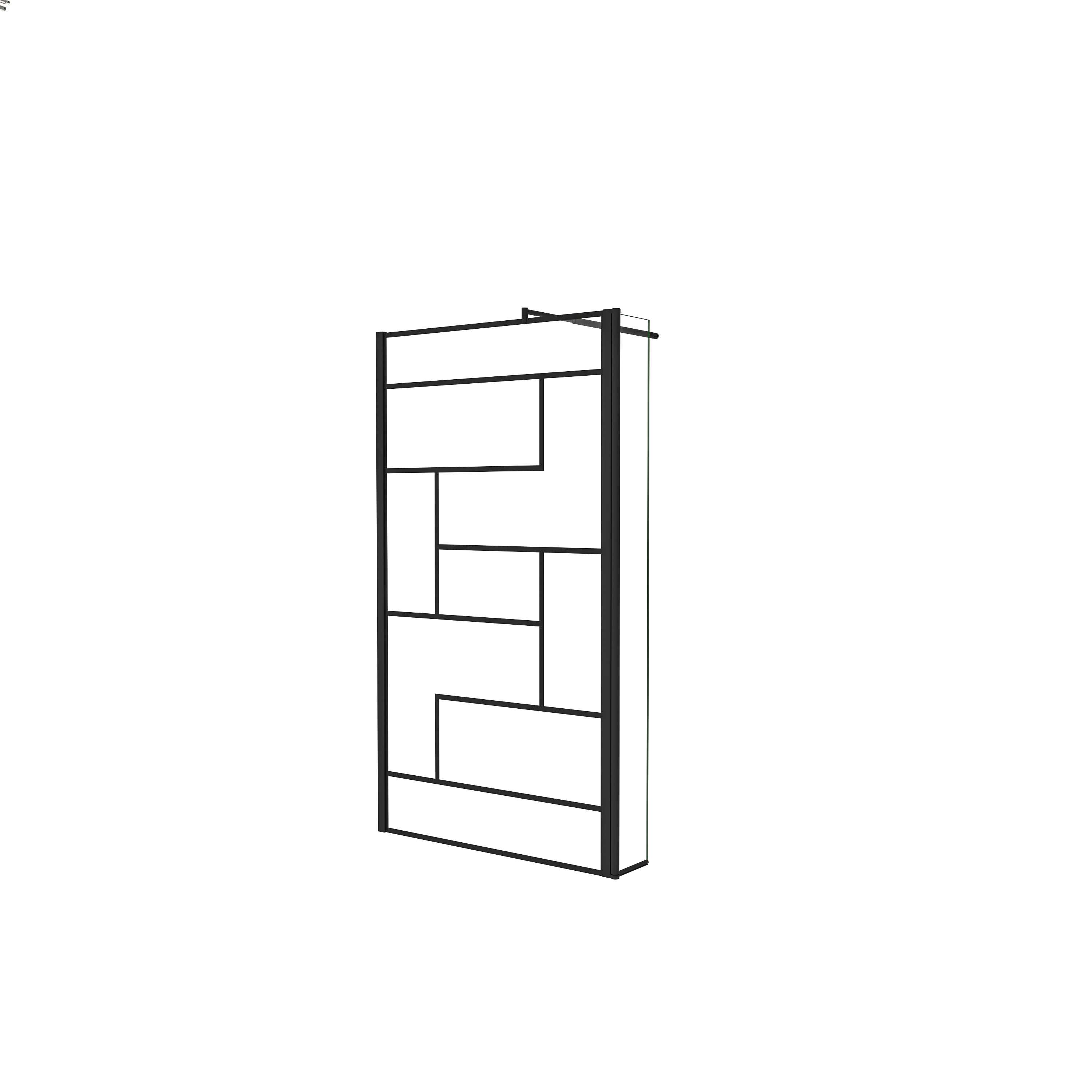 AICA Walkin Mampara Panel de ducha Serigrafiado de línea negra 2 hojas Vidrio 8mm Antical con Barra Negra mate 70-120cm Tamaño[(73.9-75.9)+40]x200cm