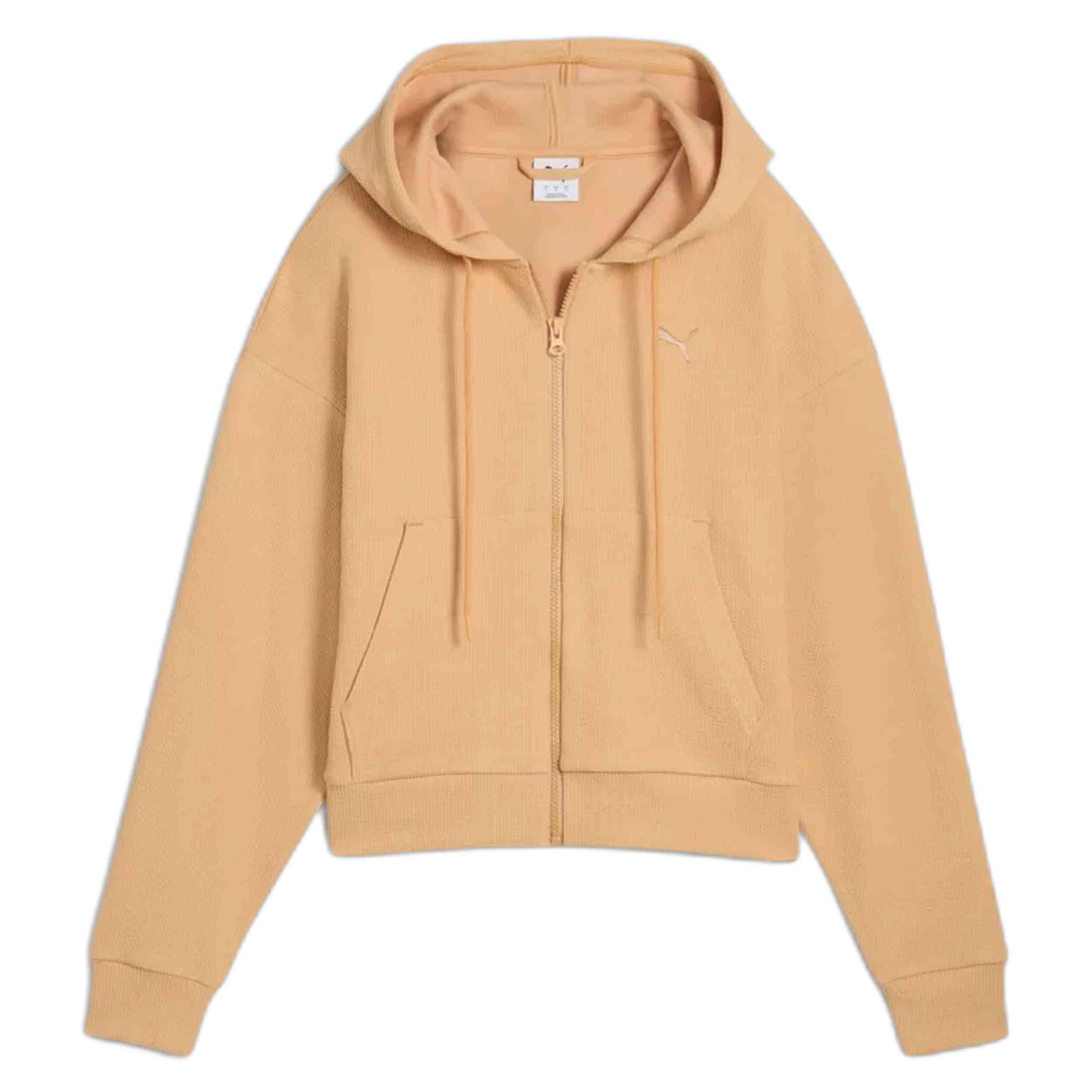 Chaqueta Puma modelo Her Comfort Crop Full-Zip Hoodie en color Marrón
