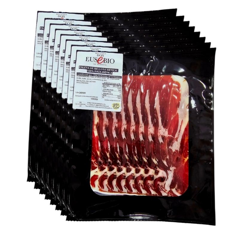 Paleta de bellota 100% Ibérica Salamanca 8 sobres de 100 grs loncheada - Don Eusebio - Paletilla - Jamón Ibérico Bellota