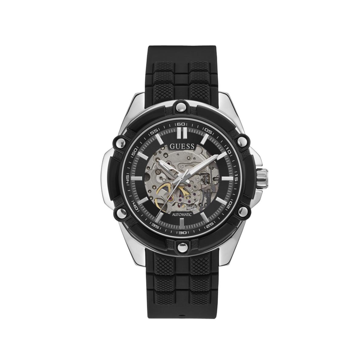 Guess Reloj Hombre Caja De Acero Pulsera Silicona De Color Negro Resistente Al Agua 5 Atm Gw0061g1