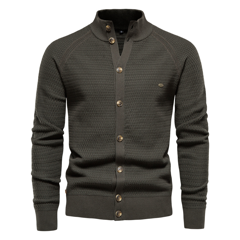 TK Cárdigan de color liso para otoño/invierno, suéter de hombre, suéter de negocios, prenda de punto