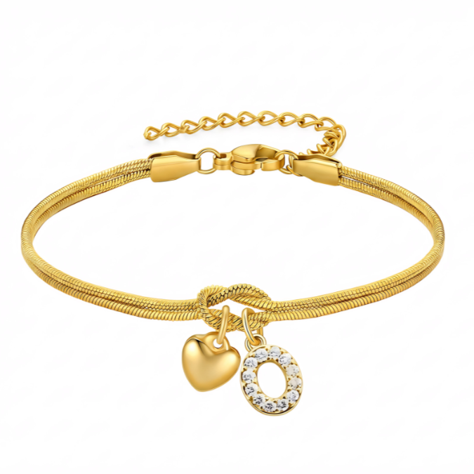 Pulseras doradas con iniciales para mujer, diseño de nudo de amor, estilo Barcelet, delicadas letras A-Z, pulseras doradas, regalos