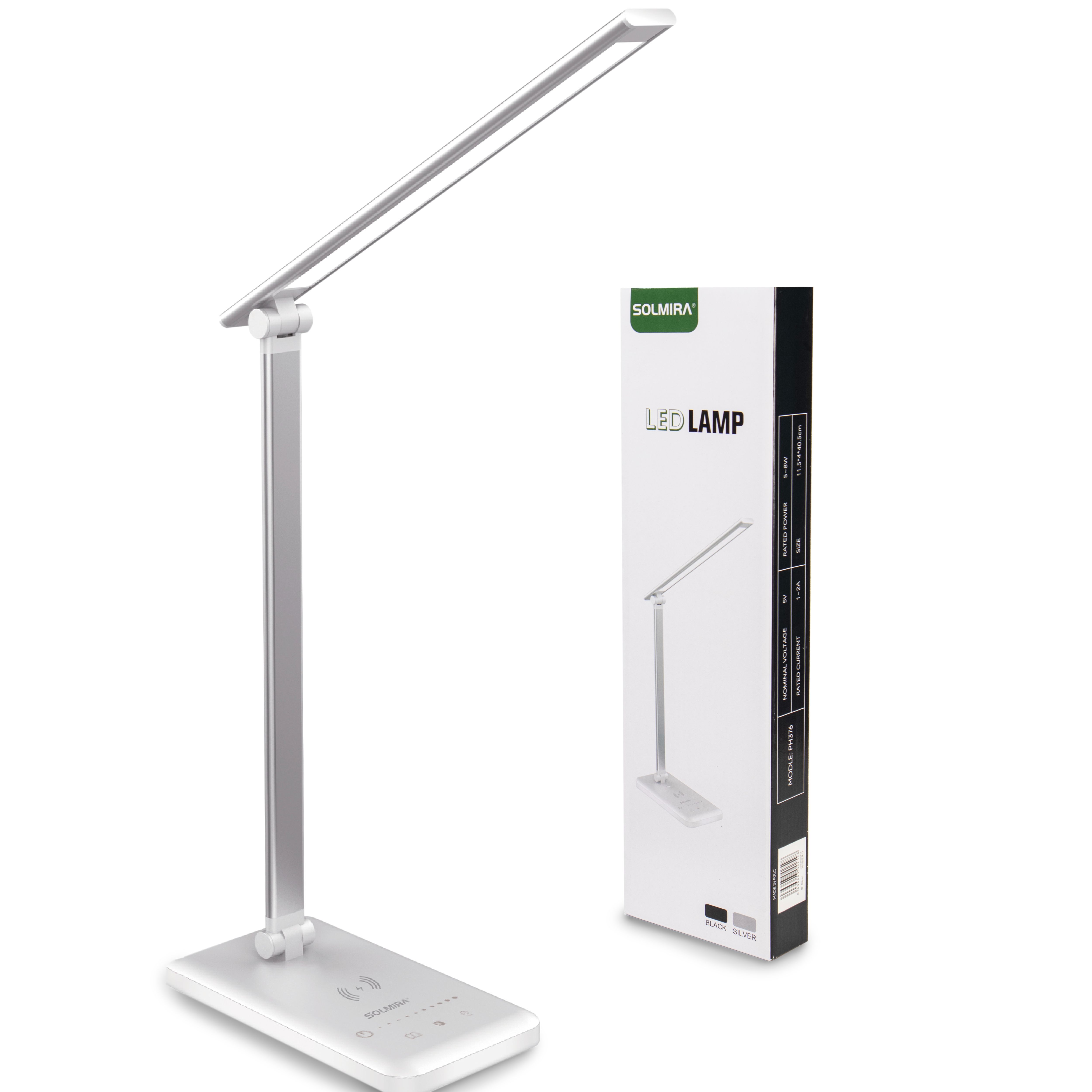 Lámpara de Escritorio con Cargador Inalámbrico y 42 LEDs, Iluminación Eficiente para tu Oficina o Estudio