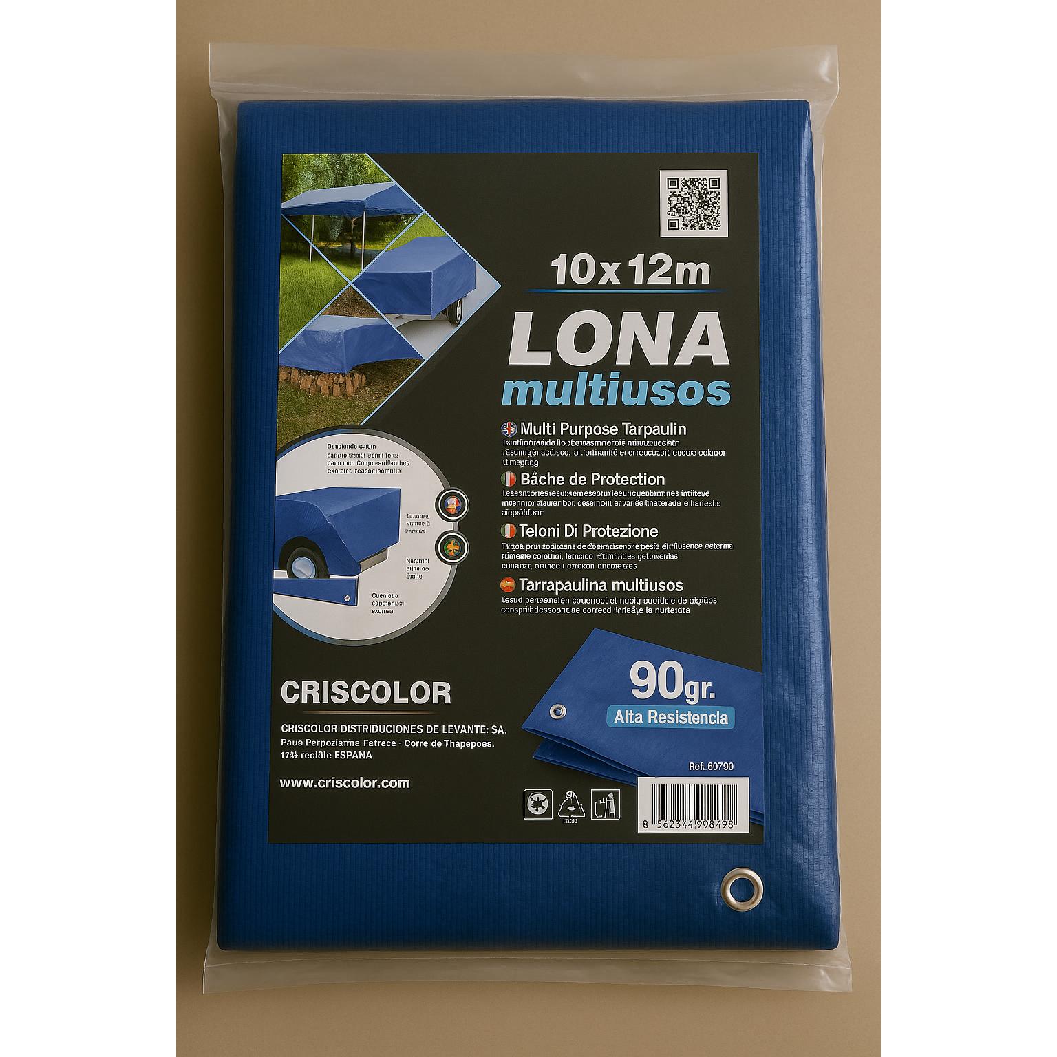 Lona Impermeable para Exterior, Multiusos (Varios Tamaños), Esquinas Reforzadas, Color Azul