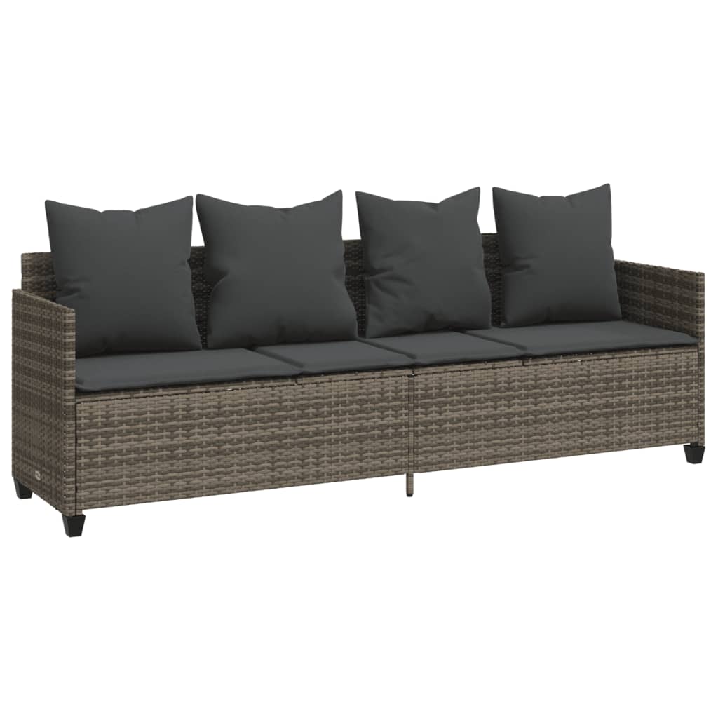 Vidaxl Tumbona de Ratán Sintético con Cojines, Color Negro y Crema