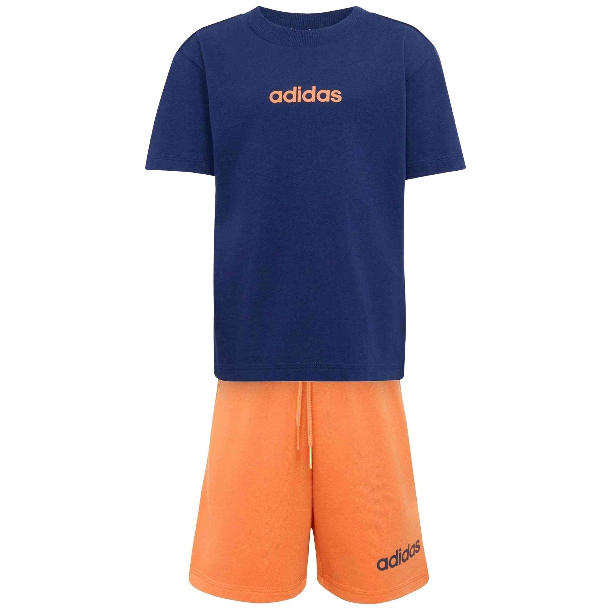 Conjunto Adidas modelo T-Shirt and Shorts Set "Dark Blue / Dusky Orange" para Niños en color Azul