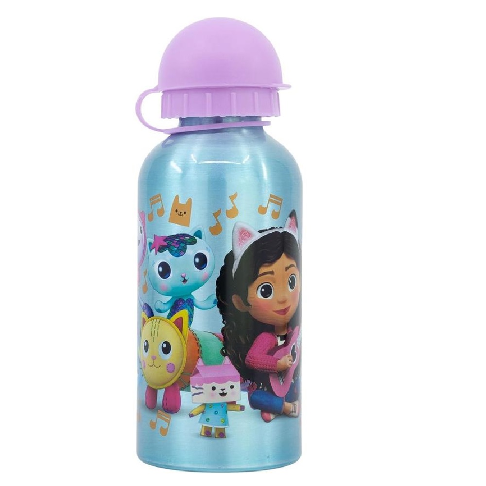 BOTELLA ALUMINIO CON TAPA Gabby's Dollhouse,CANTIMPLORA DE ALUMINIO,BOTELLA ALUMINIO DE AGUA,BOTELLA PARA COLEGIO,FESPU