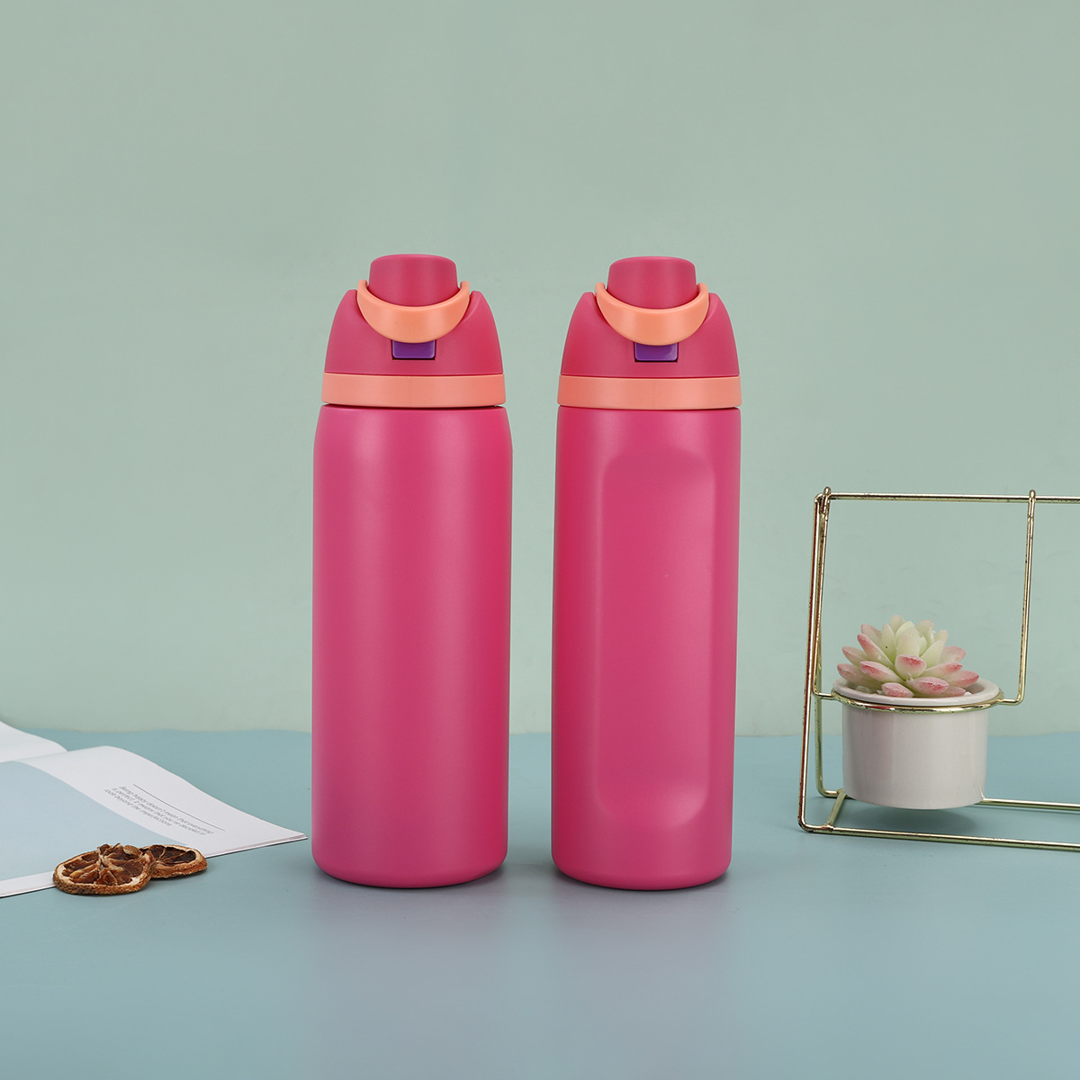 TK Botella de agua de acero inoxidable con aislamiento de 1 piezas con paja para deportes, viajes y Escuela Botella de agua deportiva sin BPA, 24 oz, denim