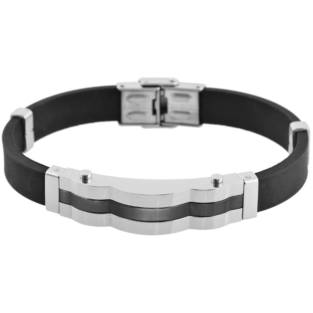 Akzent® Pulsera em Borracha e Aço Inoxidável 0051