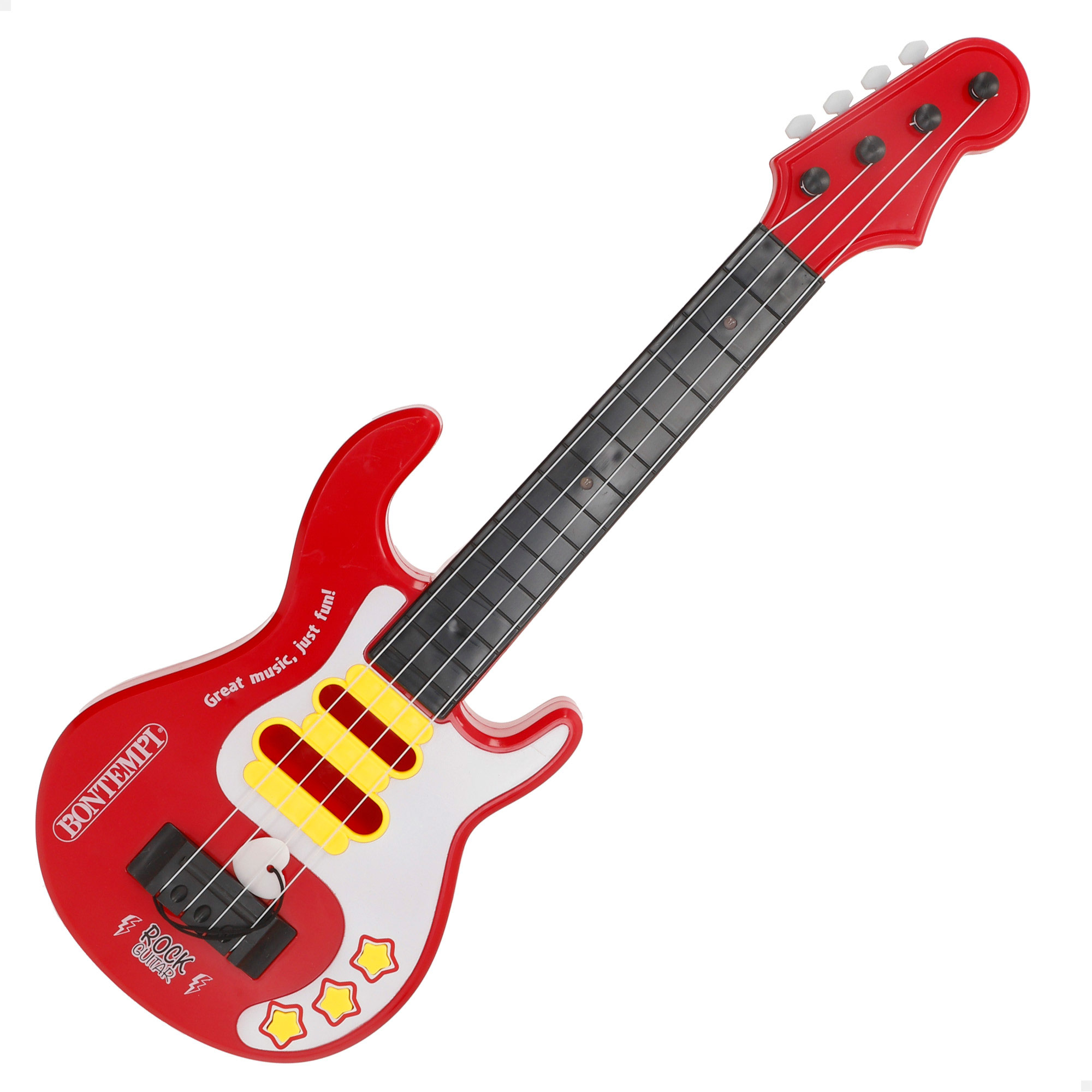BONTEMPI - Guitarra eléctrica infantil 51 cm, incluye melodías, sonidos y luces, con púa y cuerdas metálicas, apagado automático, instrumento musical para niños y niñas desde 3 años, juguete educativo ideal para iniciarse en la música y el ritmo