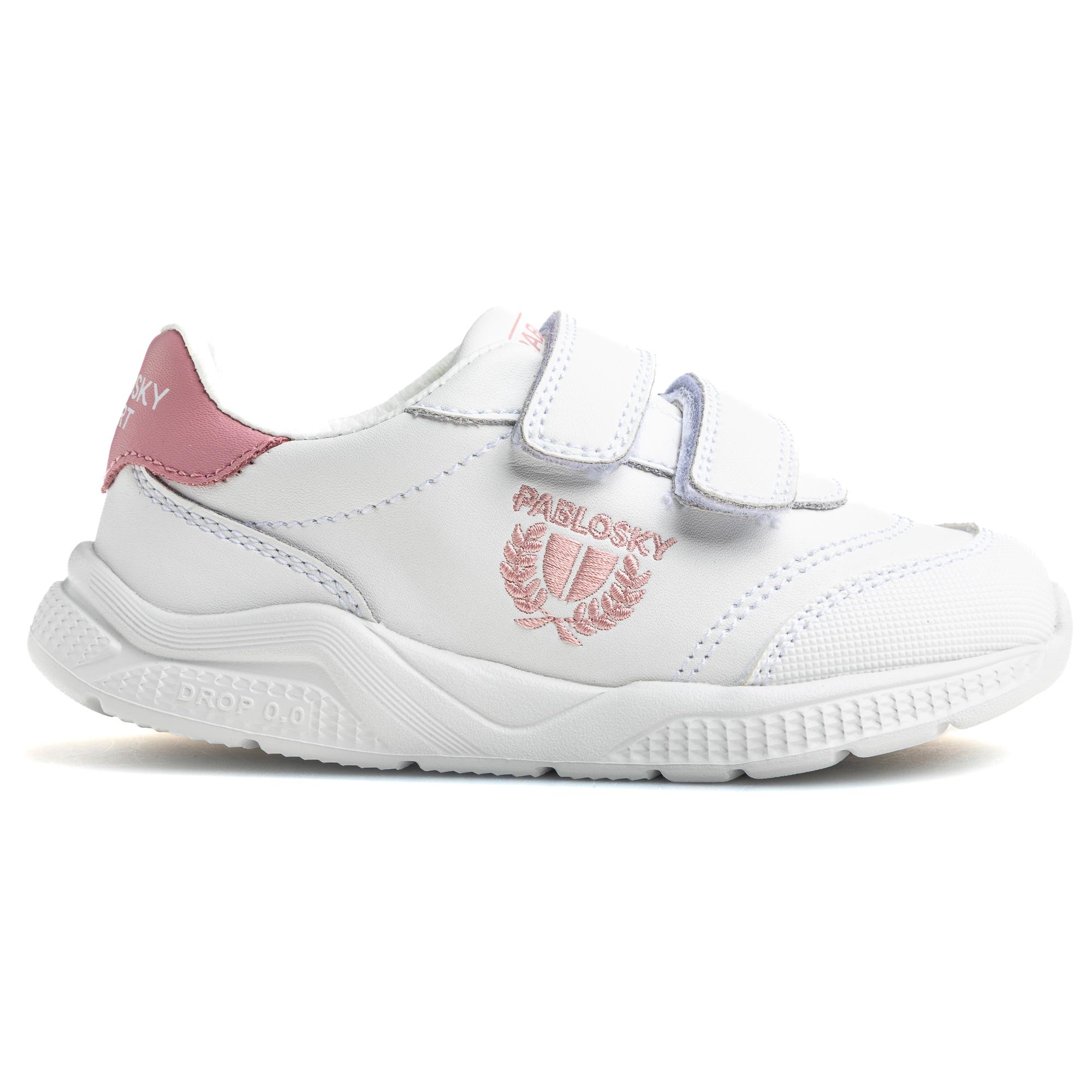 Pablosky 903907 Saturn Plus Zapatillas Niña Blanco-Rosa, Velcro