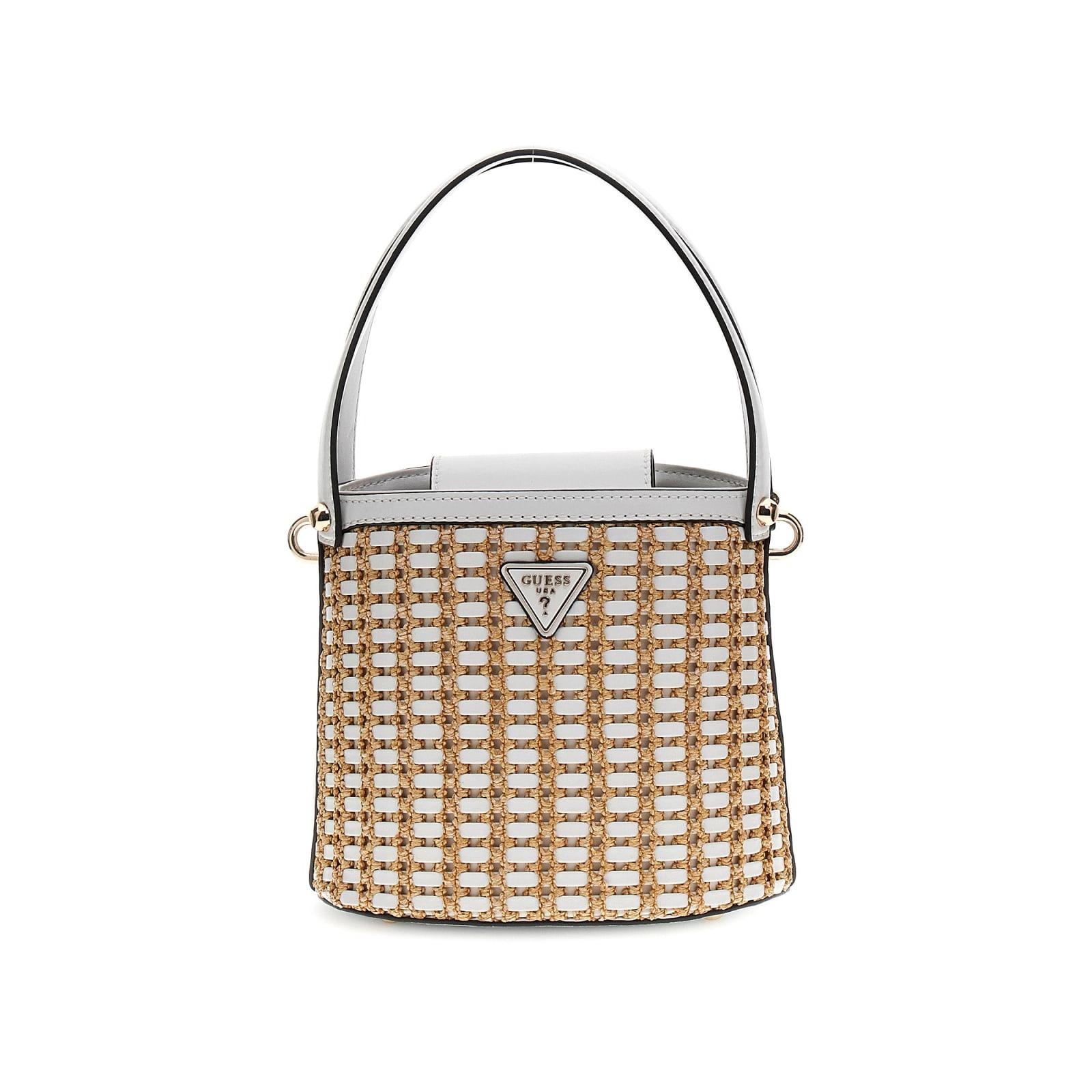 Bolso Guess Atalia Mujer Crossbody Rafia y Piel Blanca WG964703-NTWHITE