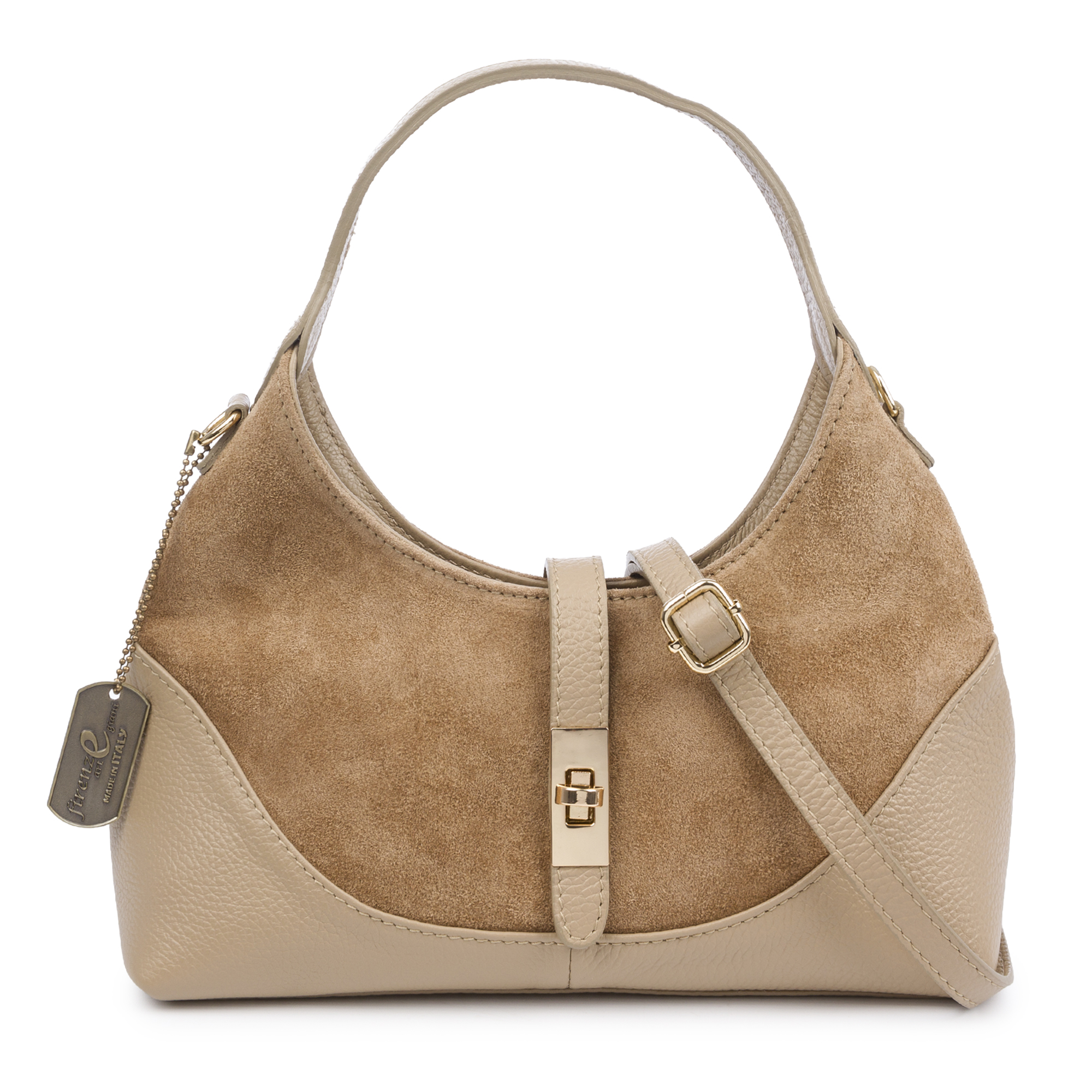 FIRENZE ARTEGIANI Belgioioso Bolso de hombro Mujer. Piel auténtica Dollaro Fabricado en Italia 29x12,5x16 Cm.