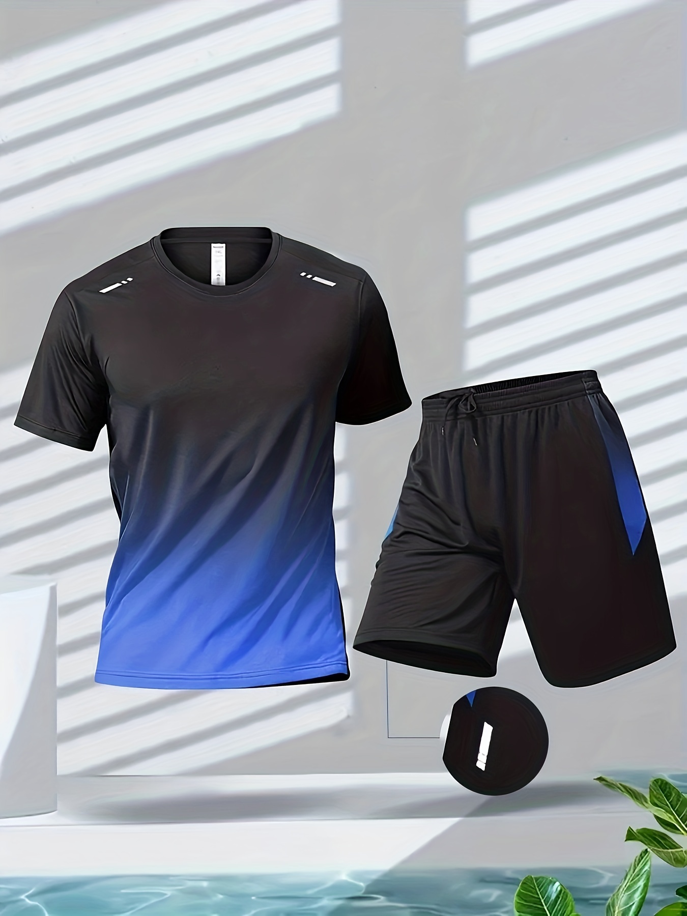Om Home Conjunto De Entrenamiento De Baloncesto Para Hombres Verano Camiseta De Manga Corta Gradiente Y Shorts De Secado Rápido 2 Piezas