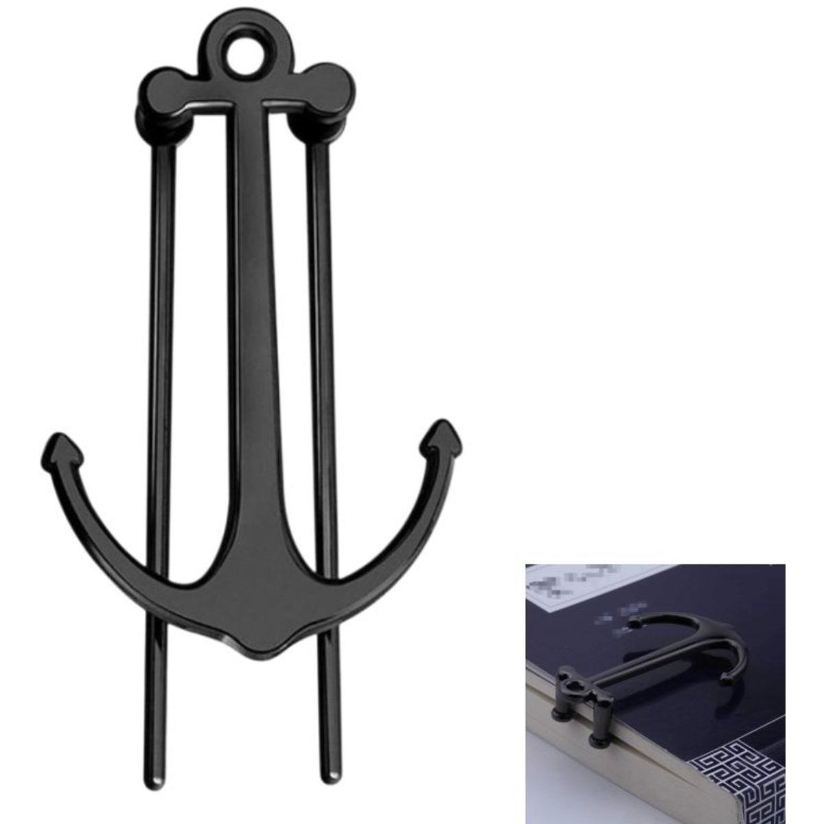 1 pieza, sujetapáginas, marcapáginas, anillo de lectura, marcapáginas de anclaje, clip para páginas, sujetapáginas de libros, artículo decorativo, adecuado para oficina, hogar, escuela, para guardar libros, revistas, partituras, negro, 6,6*2*1,5 cm