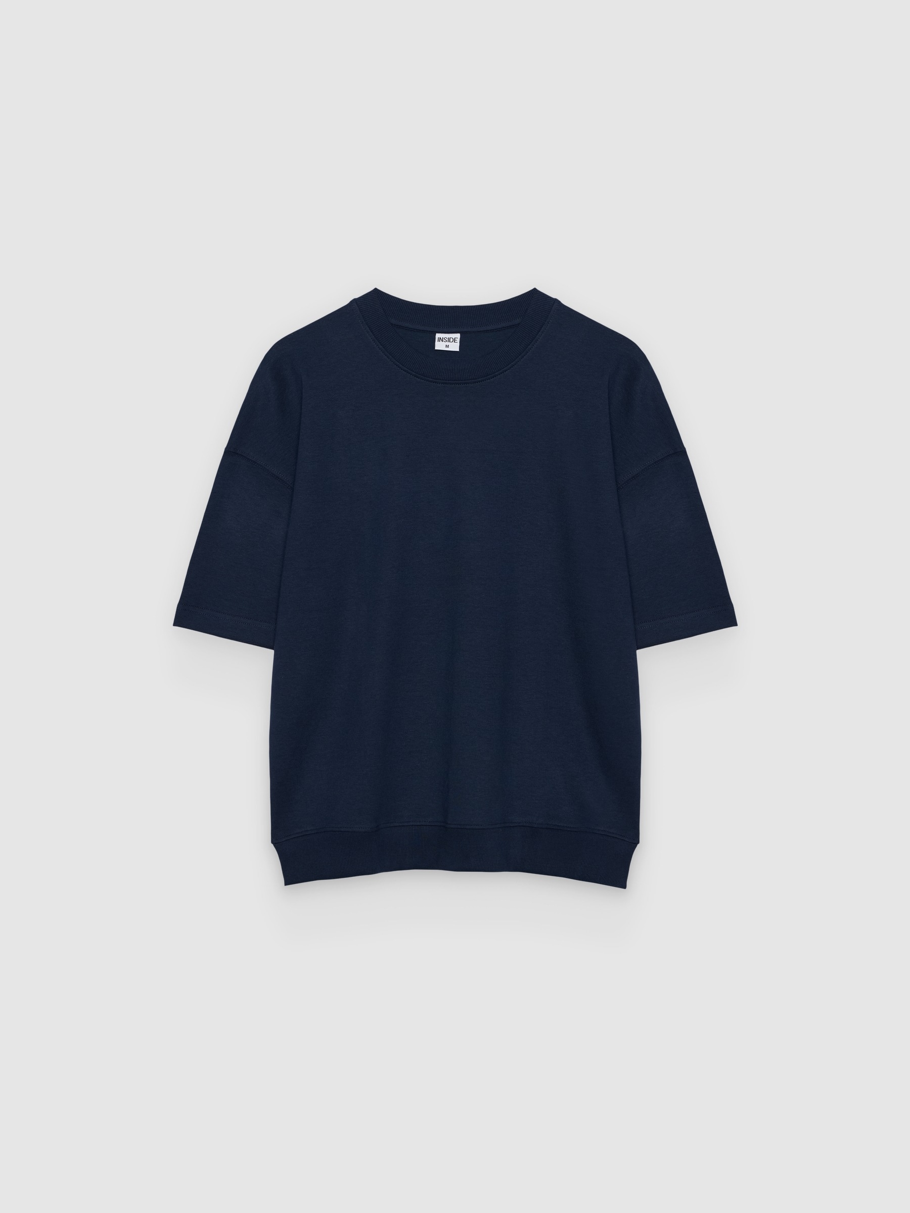 Camiseta amplia de jersey liso, cuello redondo, manga corta y caída limpia de 55 cm INSIDE