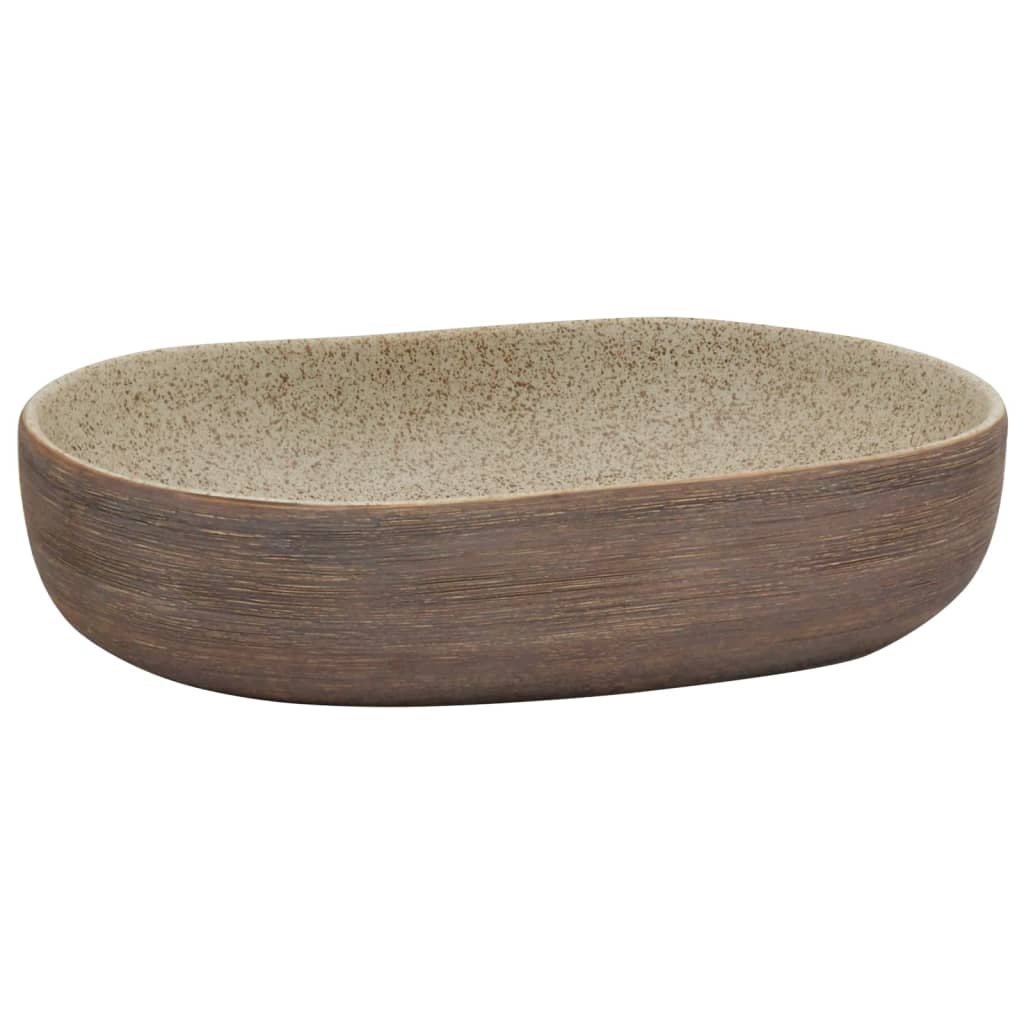 vidaXL Lavabo sobre encimera ovalado cerámica 59x40x14 cm