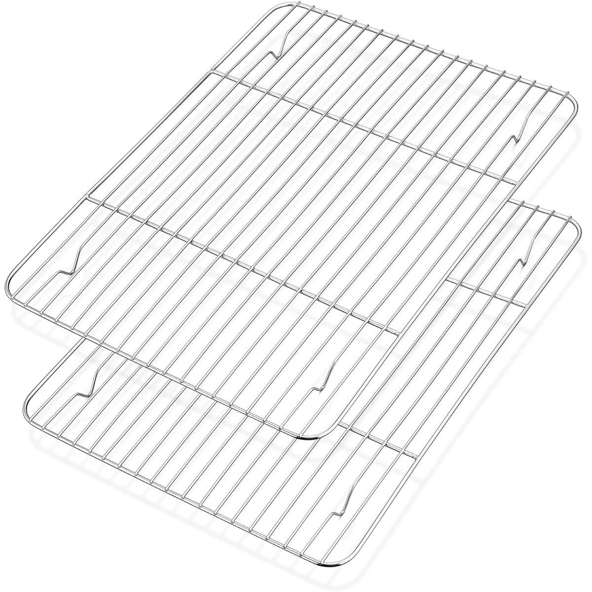 Juego de 2 rejillas para hornear y enfriar – 22×16 cm y 30×23 cm – Acero inoxidable 201 – Para hornear, asar a la parrilla, enfriar y rostizar.