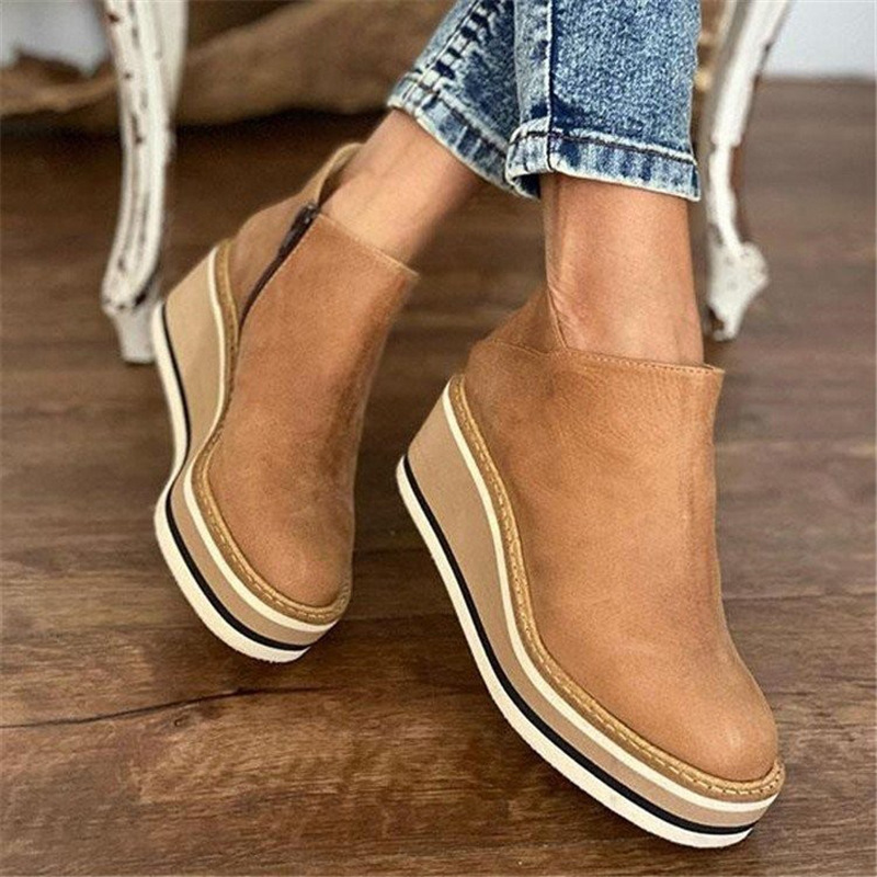 Nuevas Botas de otoño E invierno y Botines desatados para Mujer, BOTAS Chelsea de Suela Gruesa y Tacón bajo, BOTAS de moda, Zapatos de mujer de talla Grande.