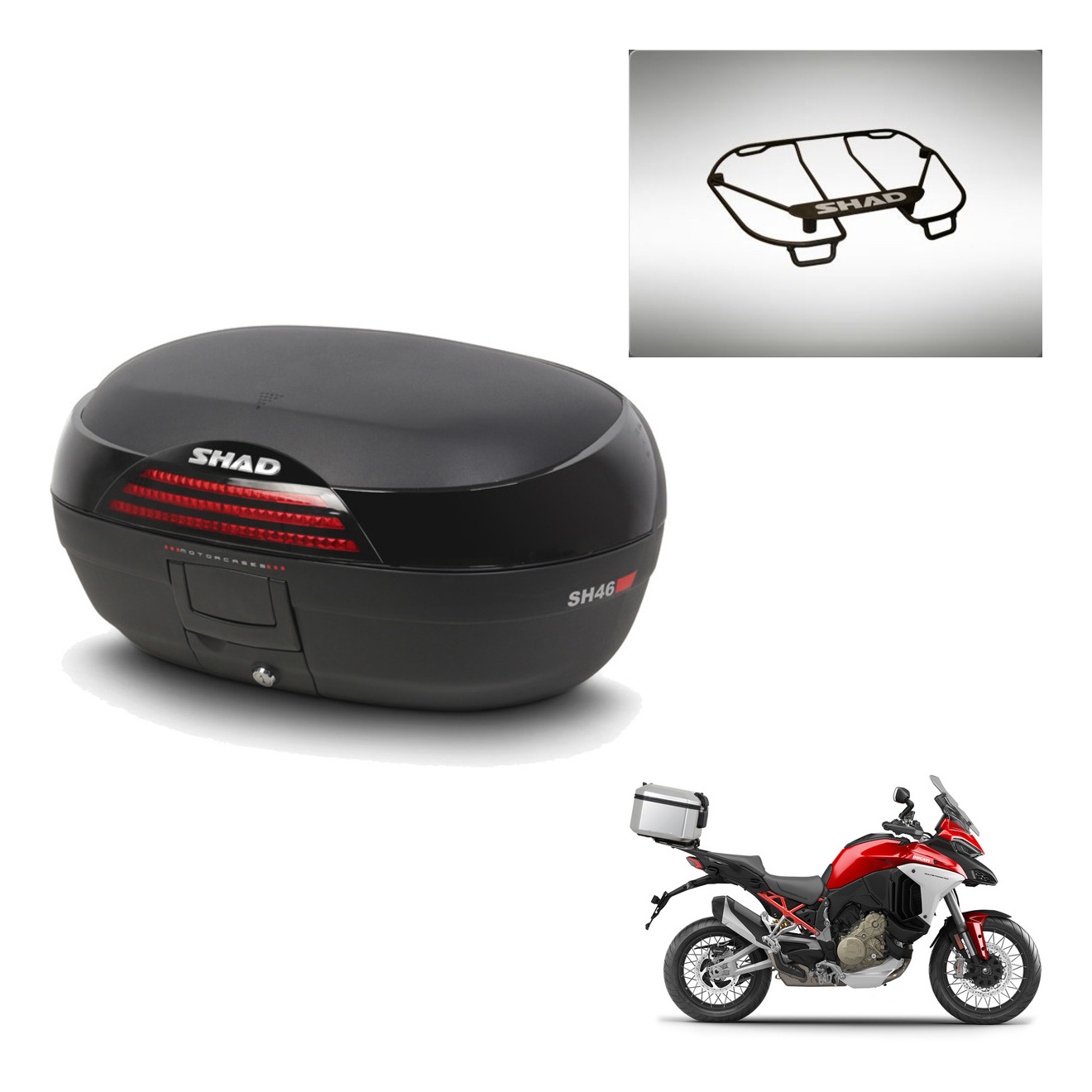 Baul Trasero + Parrilla Portabultos + Herraje Montaje Sh46 Sh 46 New Model KIT-242691
