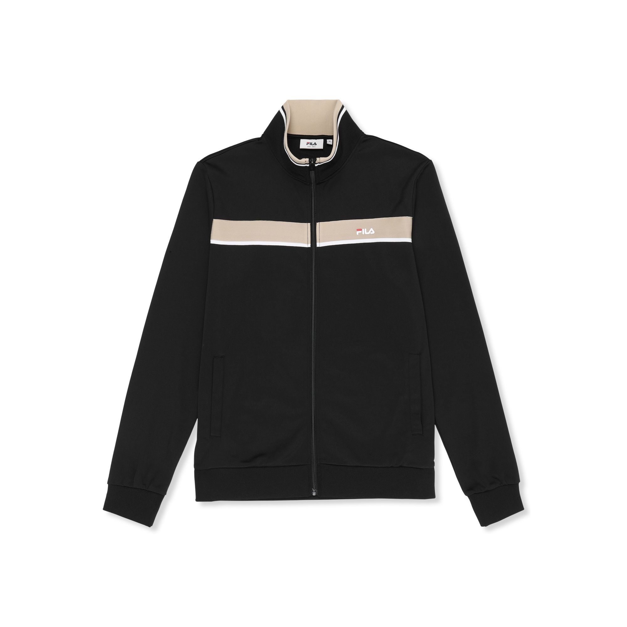 FILA | Chaquetas Hombre, Modelo Sagano Regular Taped Track Jacket, Chaqueta Deportiva Retro en 100% Poliéster con Cierre de Cremallera y Detalle de Cinta