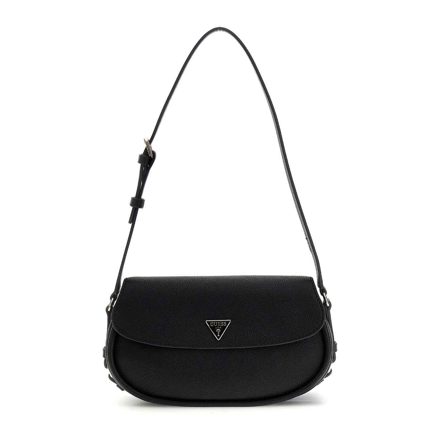 Bolso de hombro Guess Danya negro saffiano para mujer
