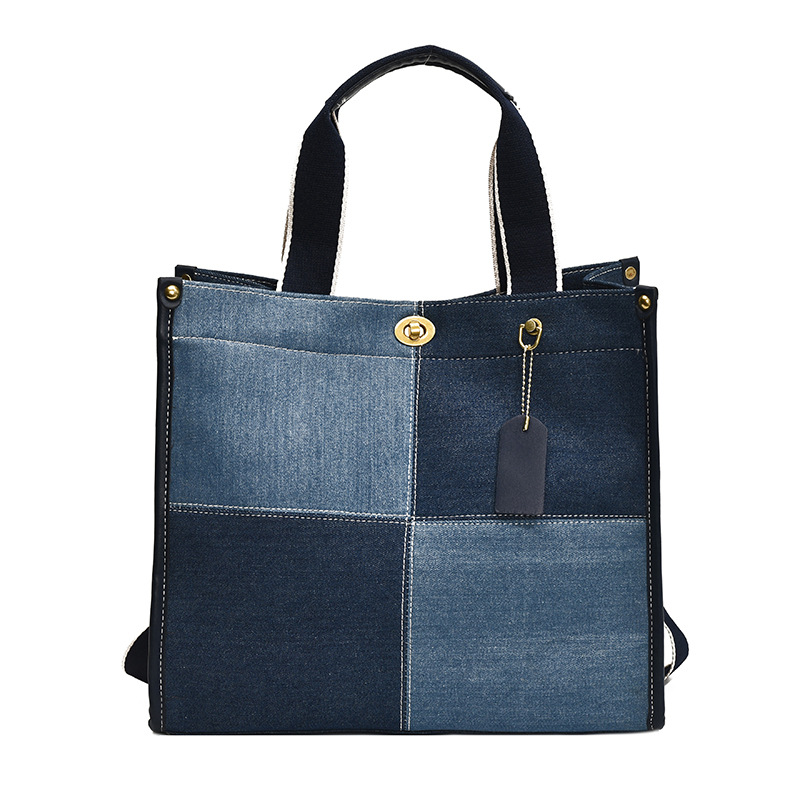 Bolso de lona, ​​bolso de hombro de mezclilla de gran capacidad para mujer, bolso cruzado de estilo vintage, adecuado para el trabajo, los viajes, la escuela y el uso diario informal