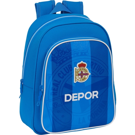 SAFTA - MOCHILA INFANTIL ADAPT.CARRO REAL DEPORTIVO DE LA CORUÑA - Mochila con Asas Ajustables y Espalda Ergonomica - Mochila con Compartimientos con Cremallera - Mochila Diseño Único y Licencia Oficial By REAL DEPORTIVO DE LA CORUÑA
