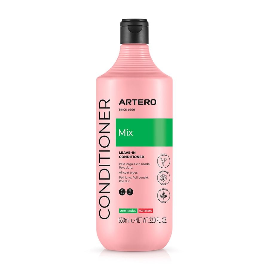Artero Mix acondicionador para perros y gatos desenredante sin aclarado, spray multifase, menos tiempo de secado, 650 ml
