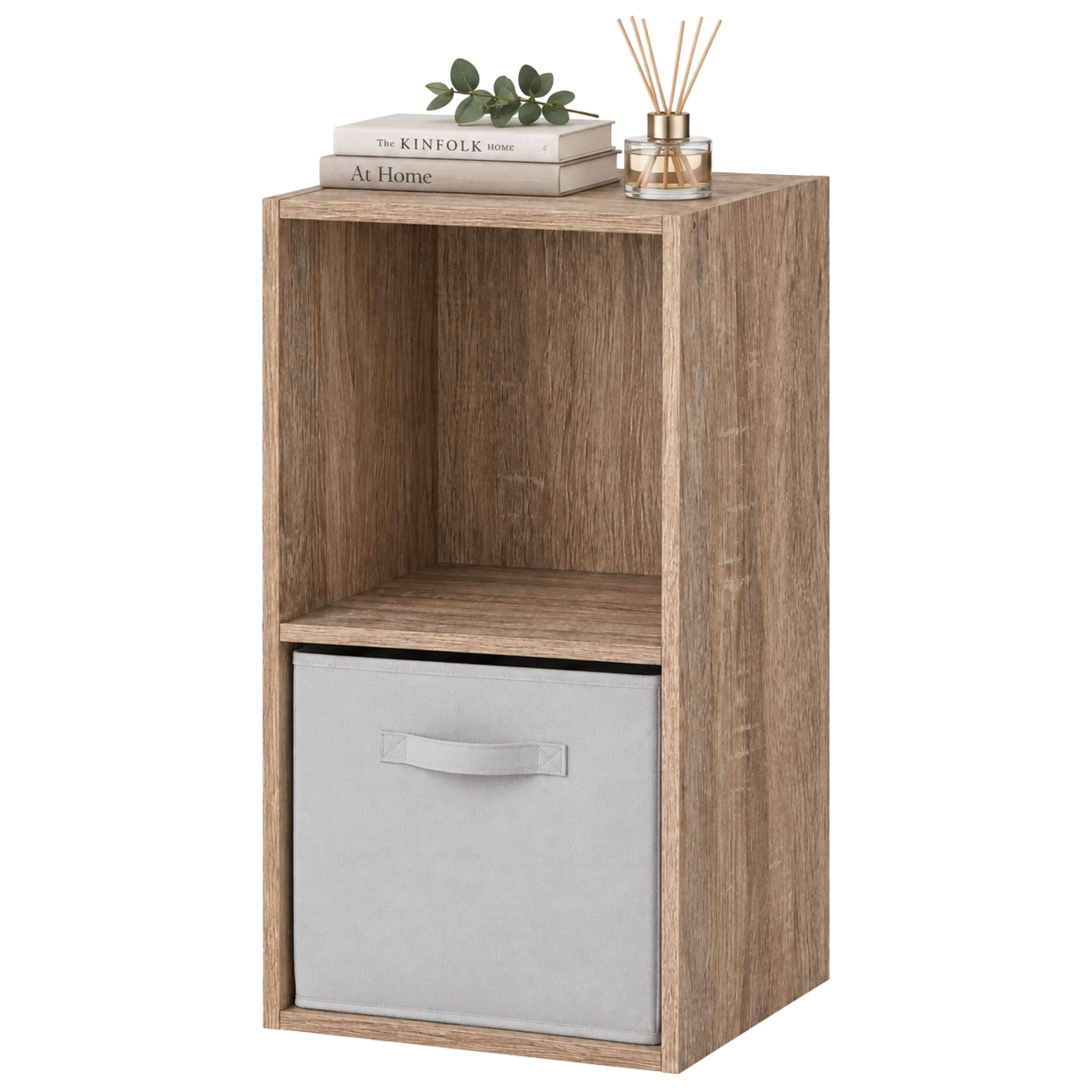 Miroytengo Estantería 2 Cubos Baja Auxiliar Abril, Librería Modular 1 Cajón Tela Salón 30x60x28 cm