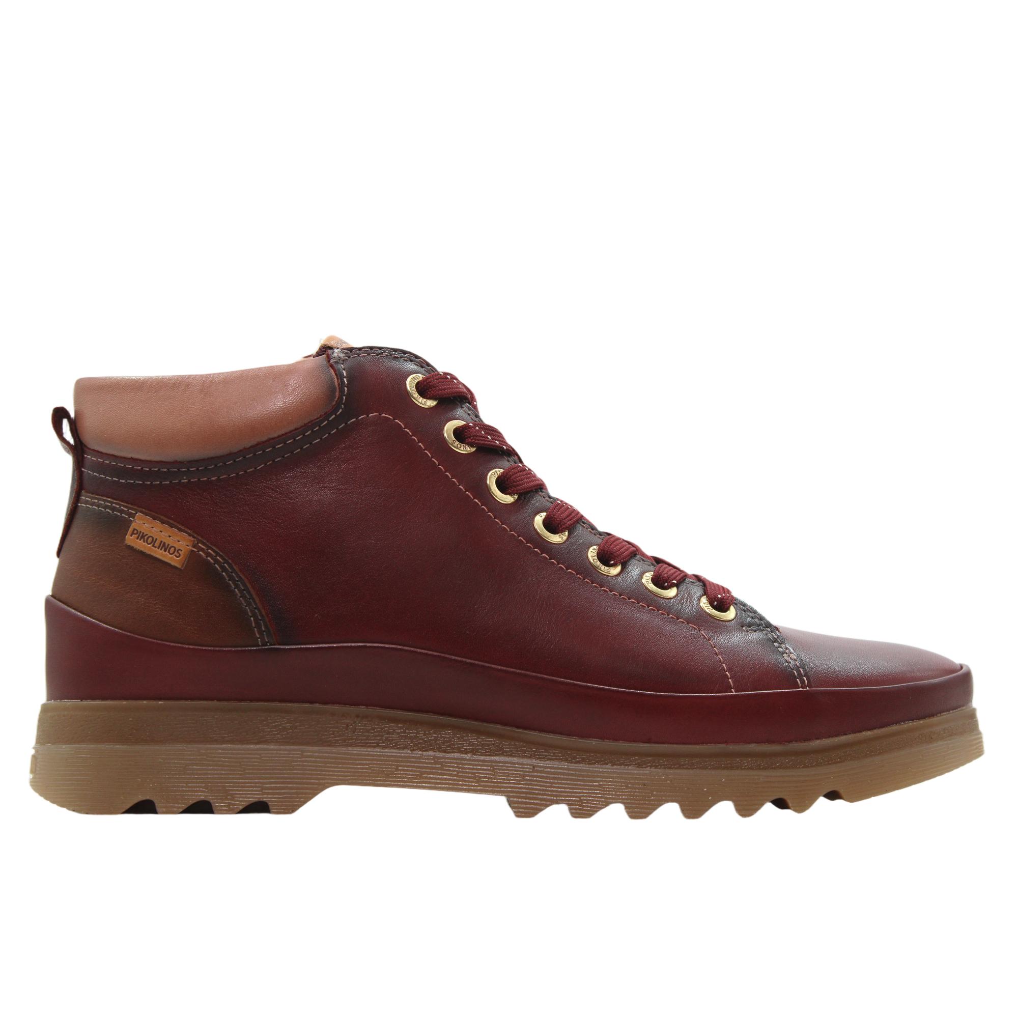 Pikolinos W3W-8825C1 Botines deportivos de piel, planos, cordones y cremallera, suela de goma, para señora