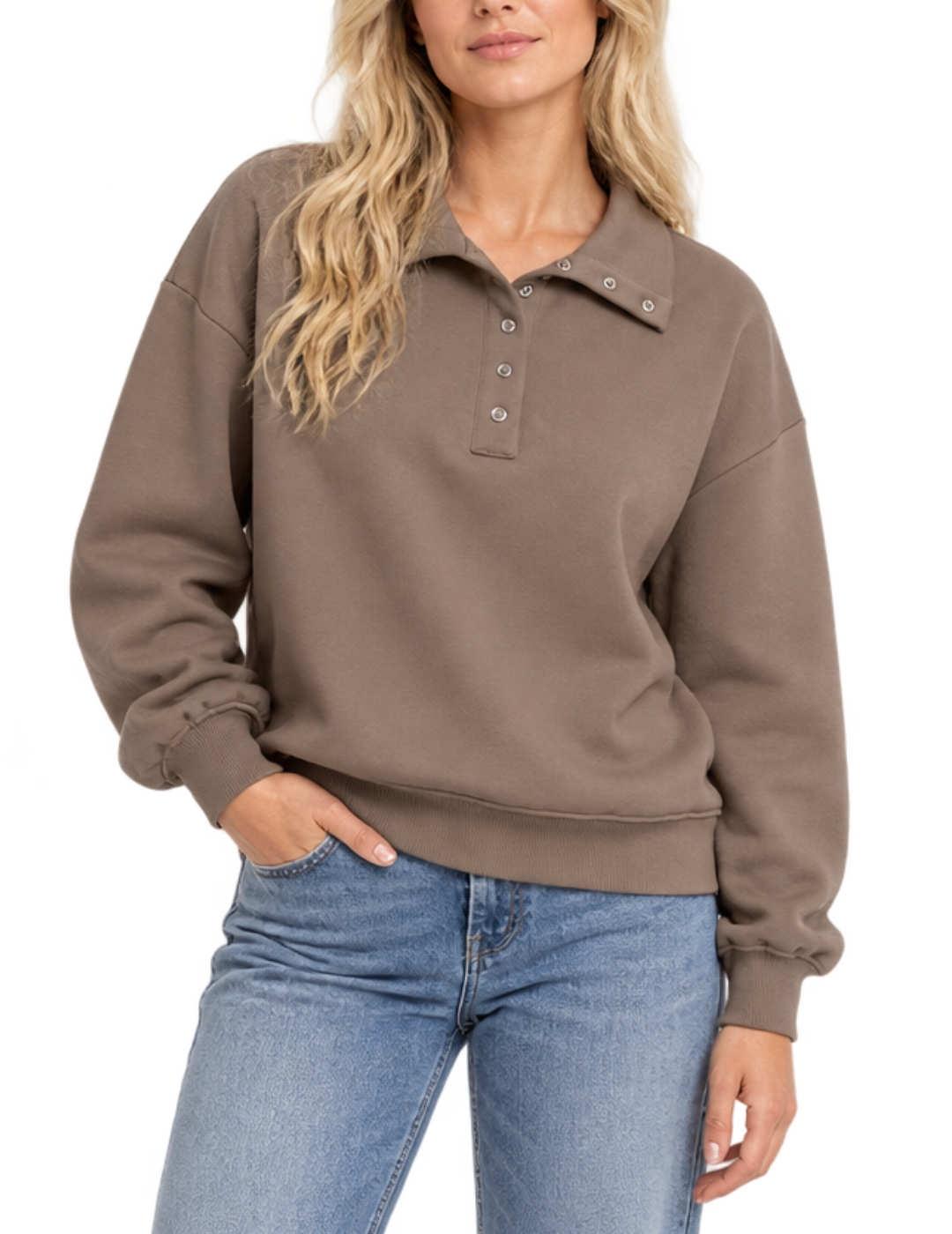 Sudadera Only Coralie marrón tipo polo para mujer