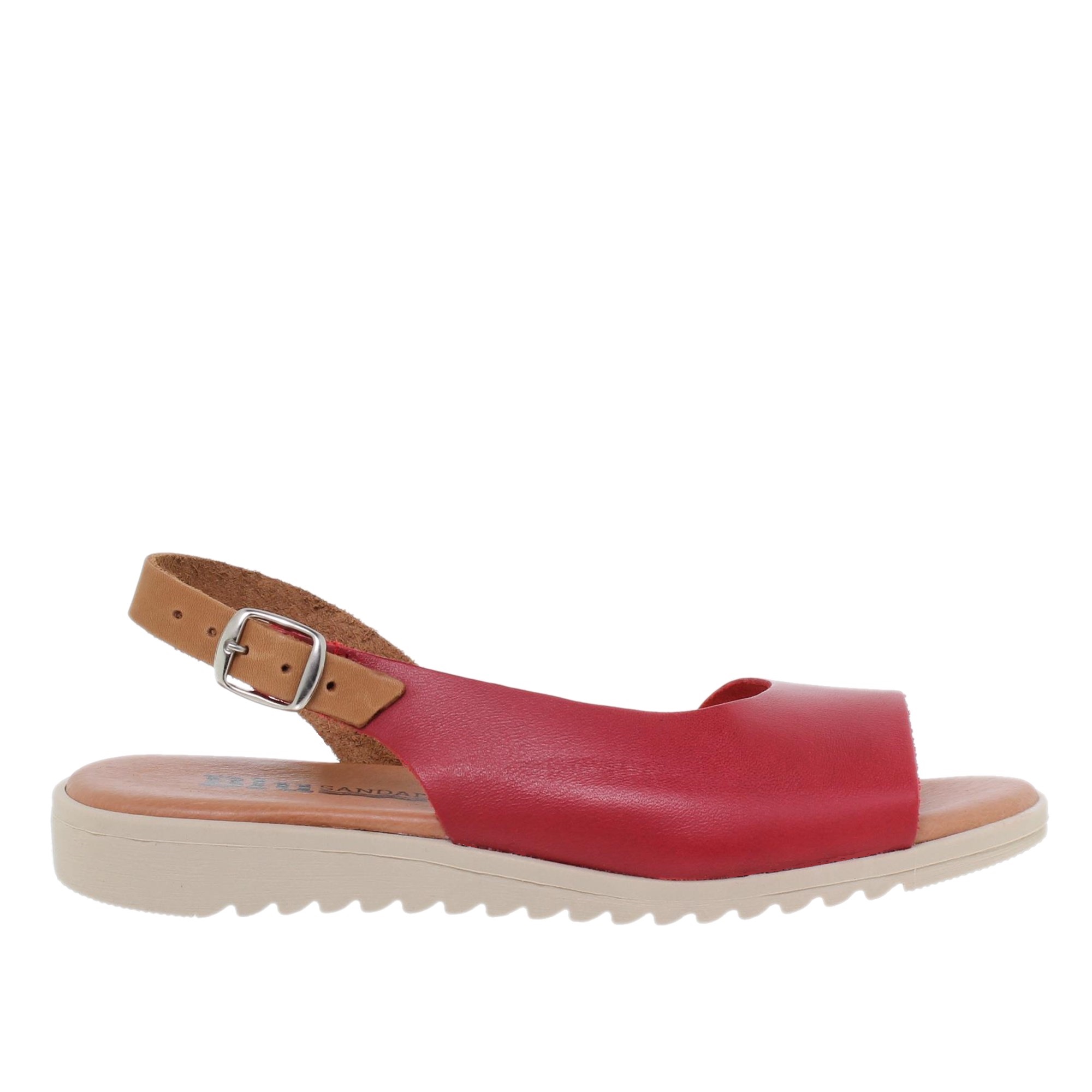Sandalia plana mujer piel rojo - Blusandal 1115BLU - Fabricadas en España
