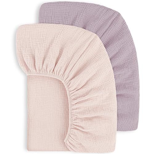 TK Cambiador de dos piezas, funda de cama para bebé, doble capa de hilo de algodón, tejido liso, muselina, sábana todo incluido