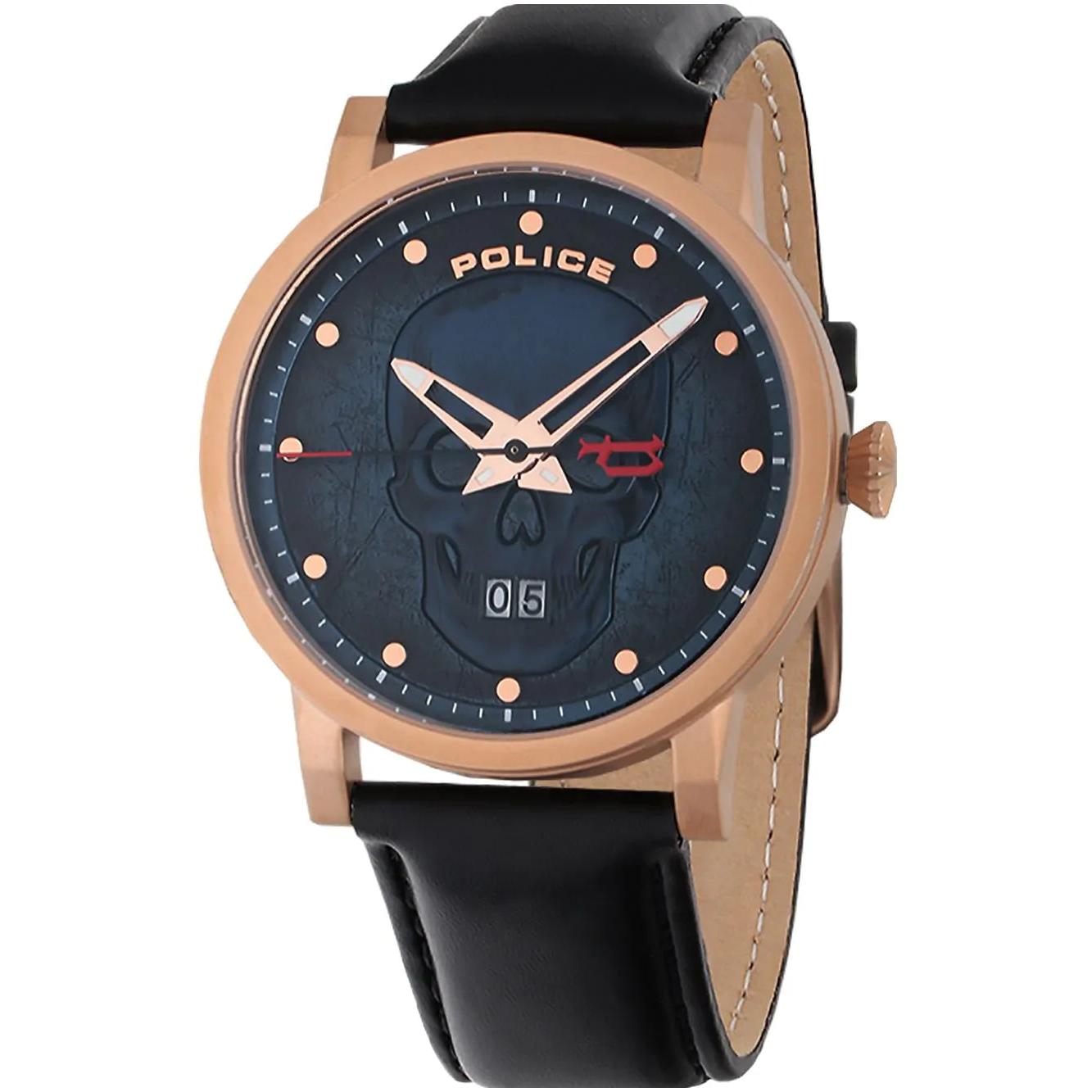 Police Reloj Hombre Analogico Cuarzo con Correa de Cuero PL15404JSR.03