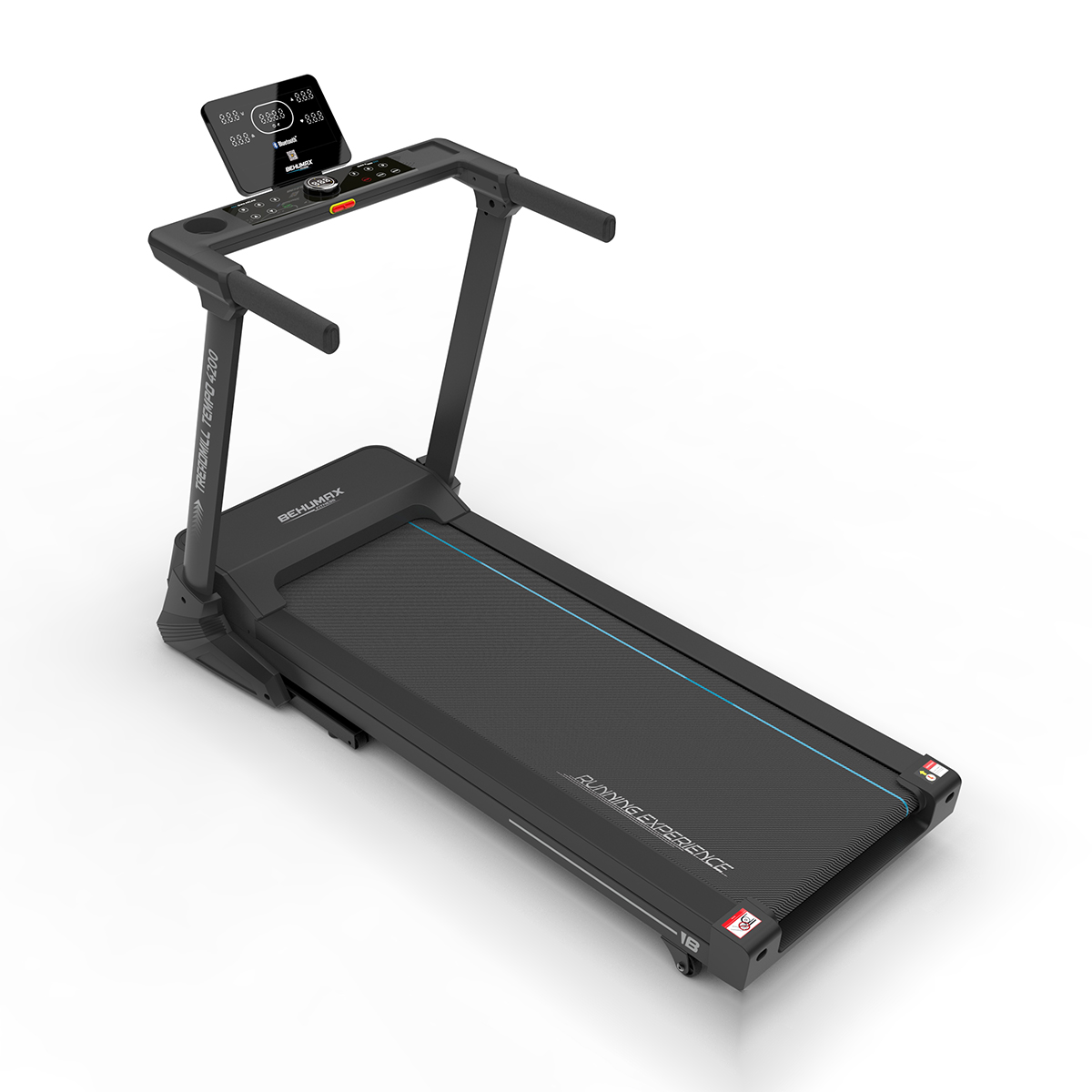 BEHUMAX - Cinta de correr Tempo 4200 para casa con sistema hidráulico monitor LED Bluetooth altavoces y app Kinomap entrenamiento
